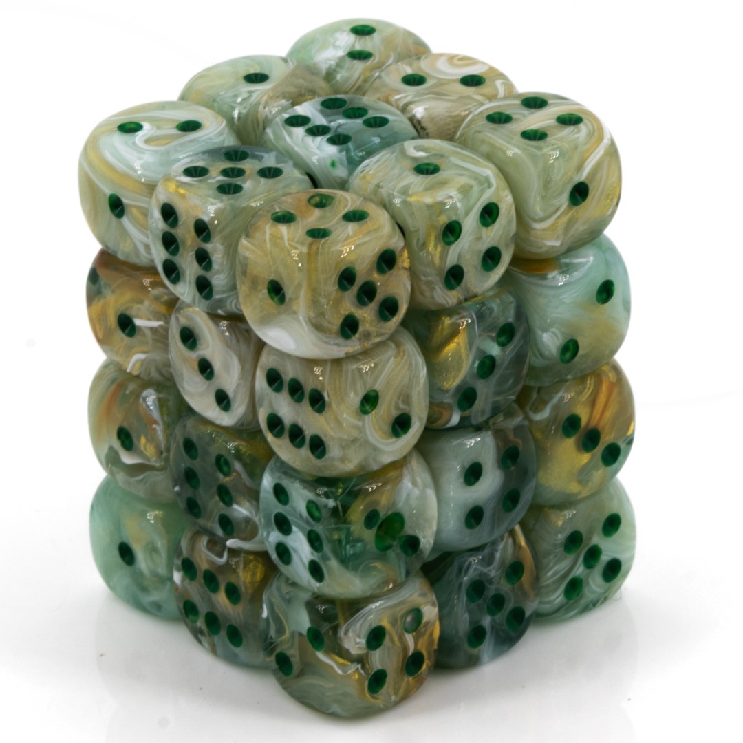 Marble  Grün / Dunkelgrün 12mm W6 Würfel Set (36 Würfel)