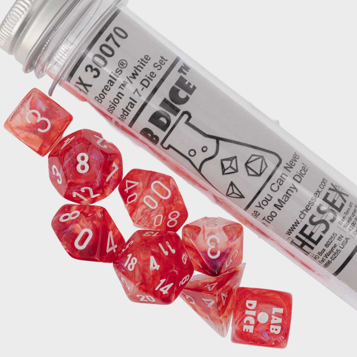 LabDice Borealis®, Luminary™ Passion™ / white  Set 8 Stück