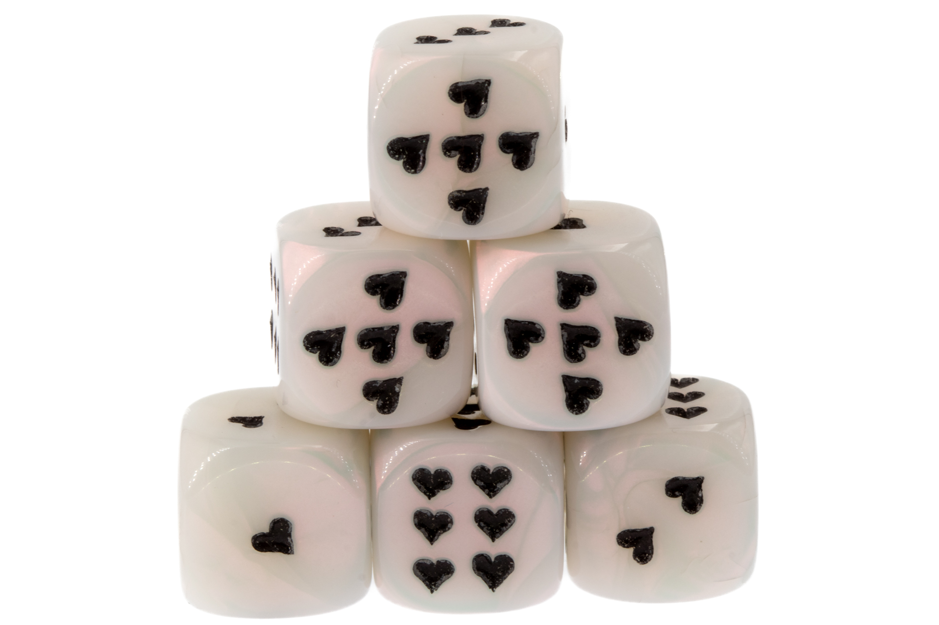 Heart Dice in white / black  silk