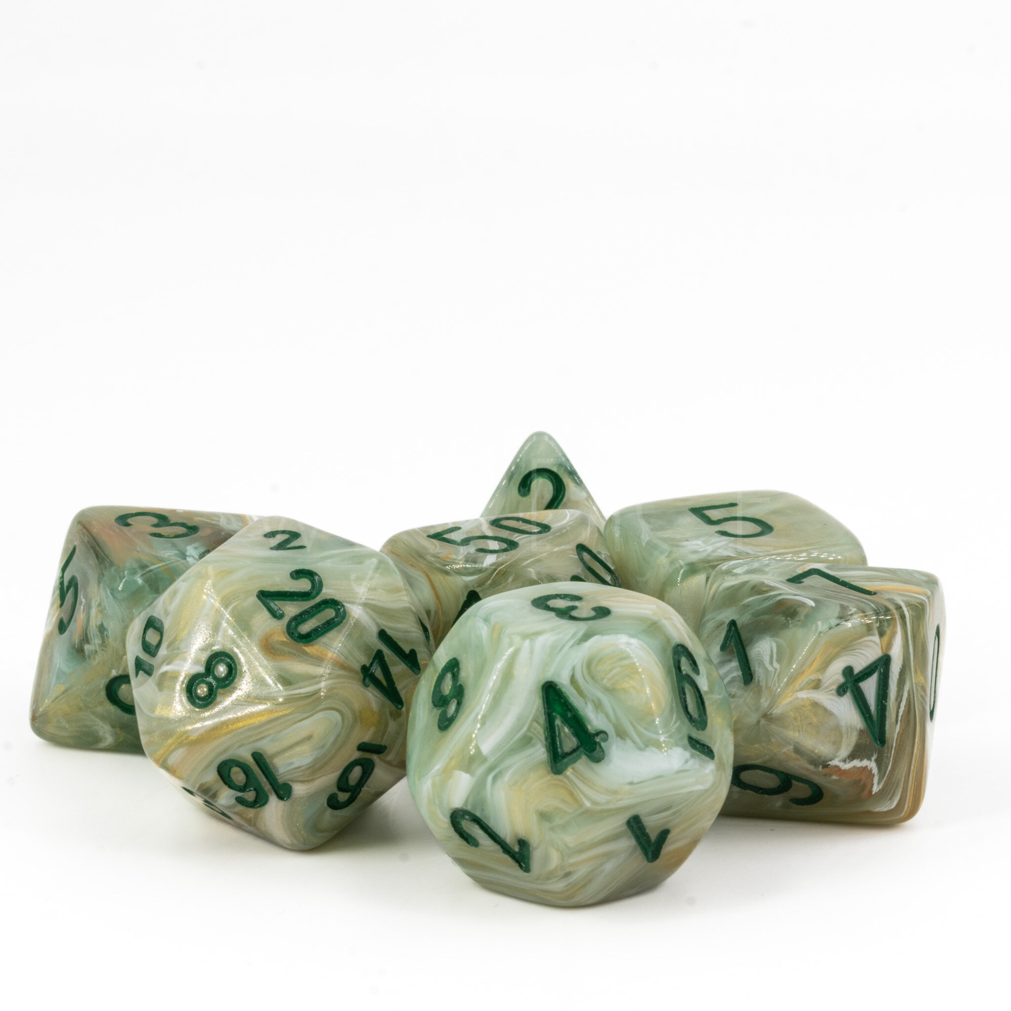 marble Mega-hedral™  Polyhedral Green / dark green 7-DieSet
