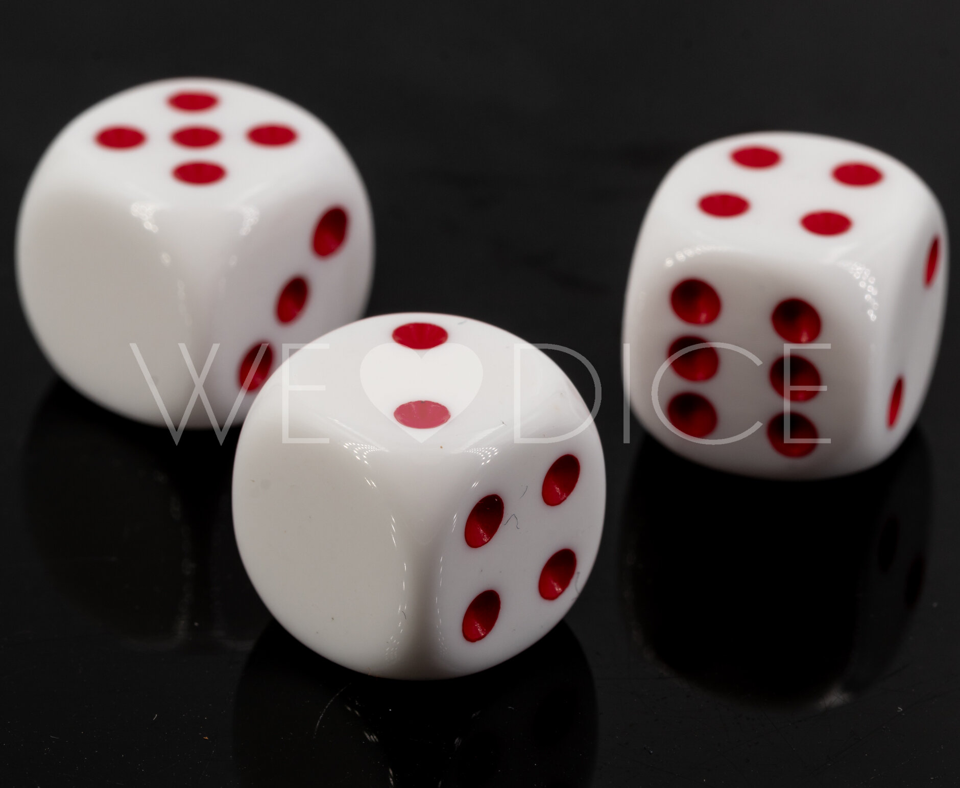 16mm Dice in white / red Opaque no "6"
