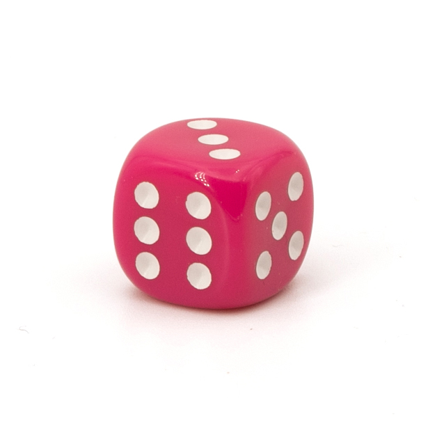 14mm  D6 Dice in pink / white