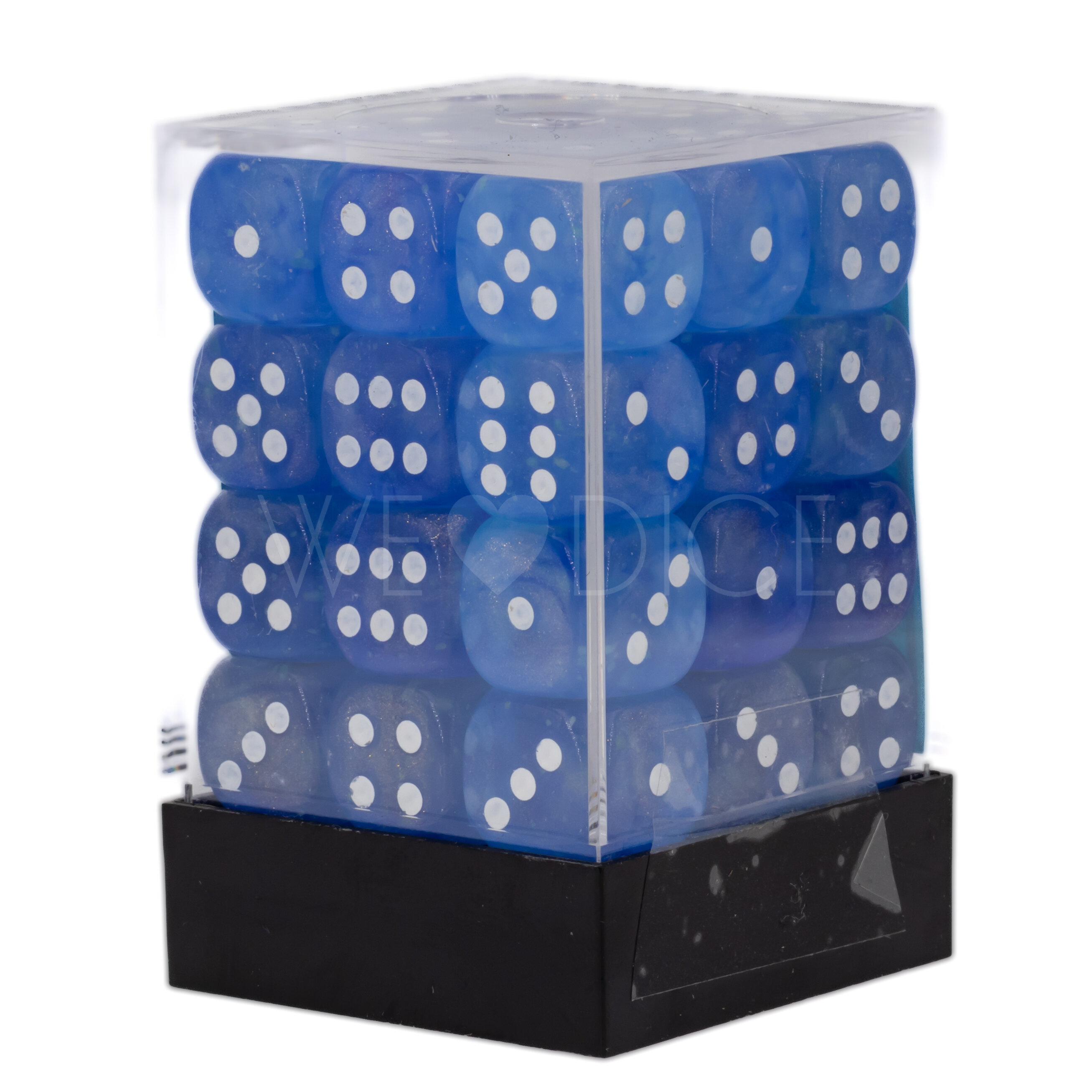Borealis® Himmelblau / Weiß 12mm W6 Würfel Set (36 Würfel)