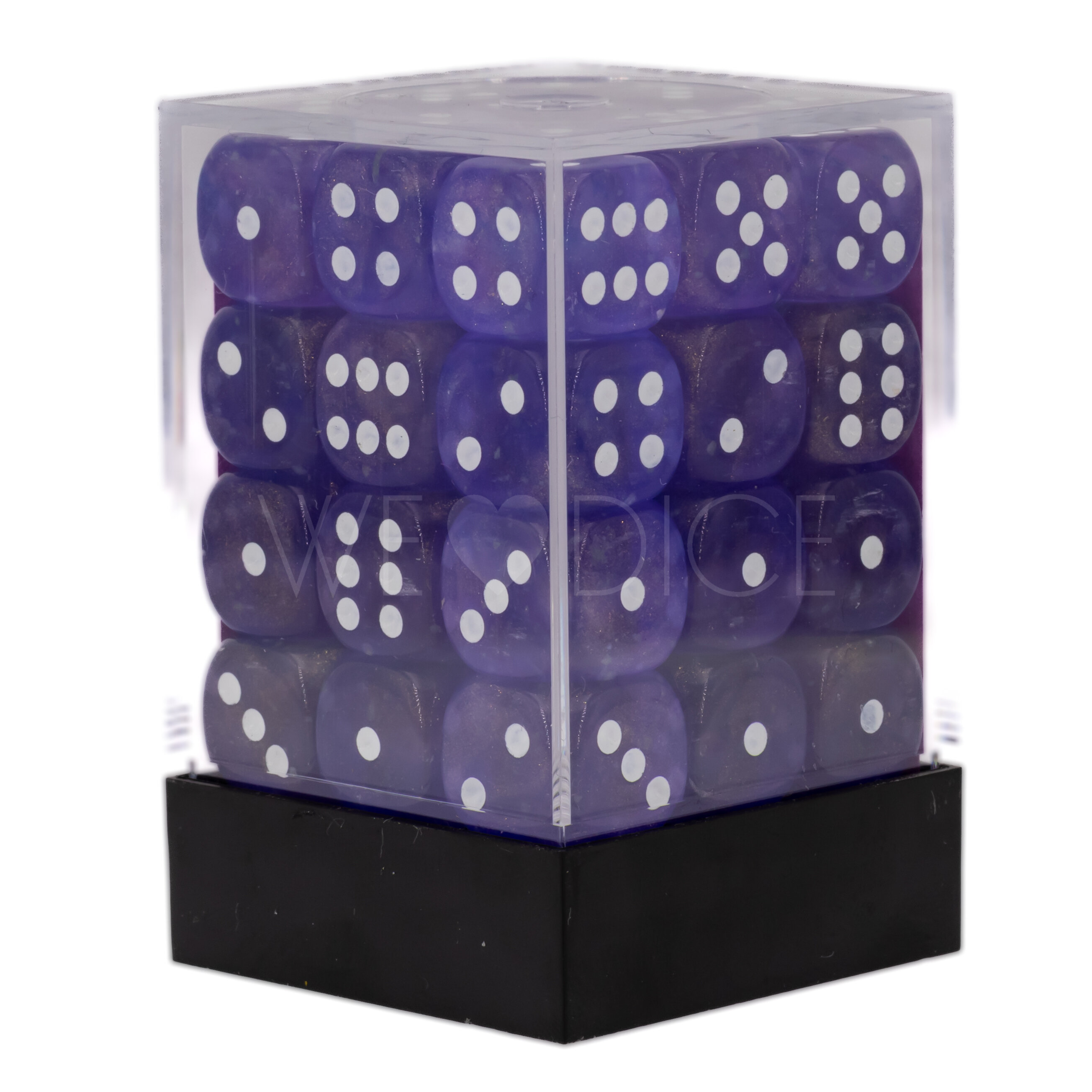 Borealis® Lila / weiß 12mm W6 Würfel Set (36 Würfel)