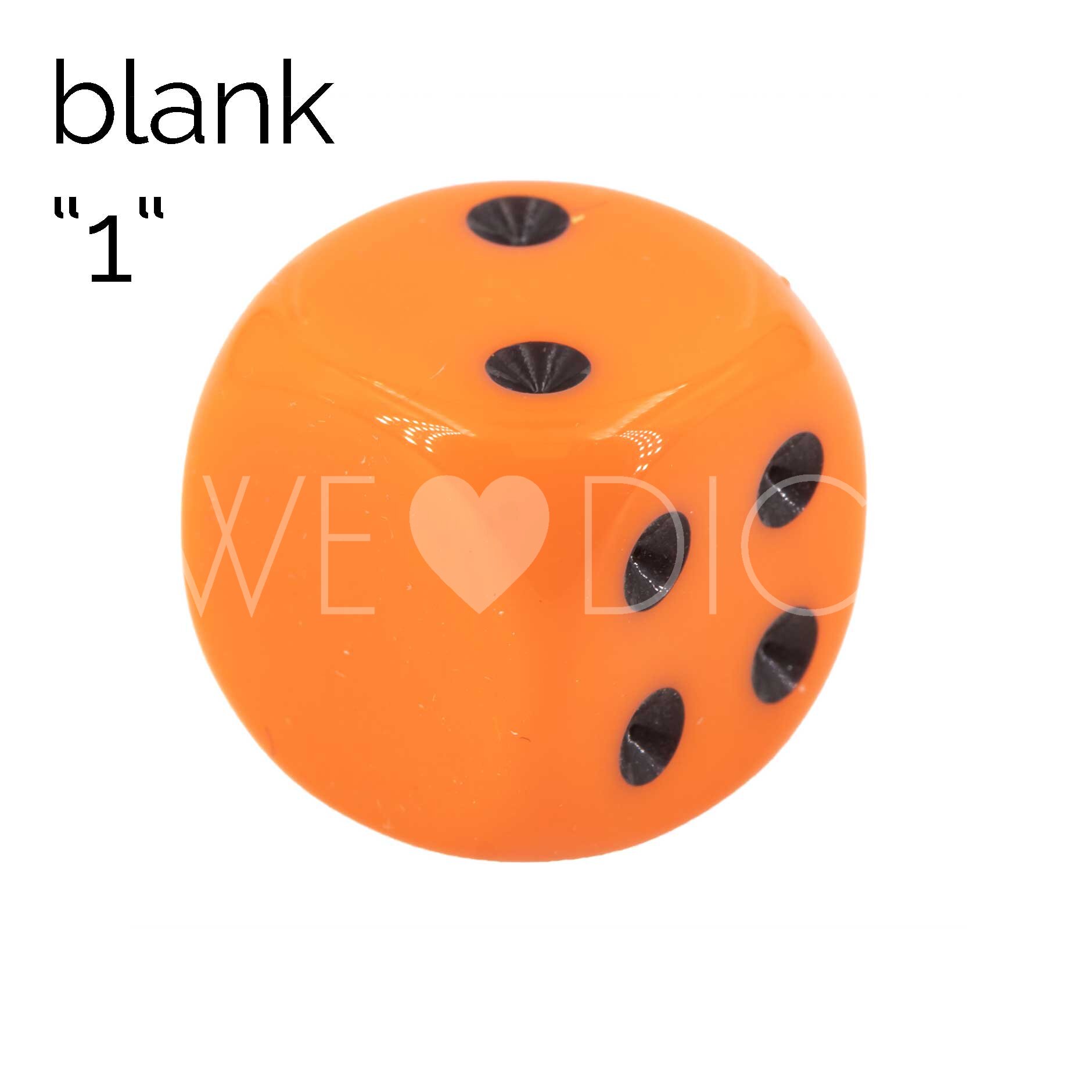 16mm Dice in orange / black Opaque no "6"