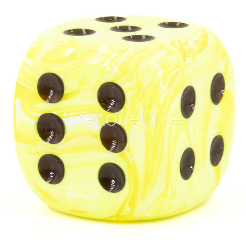 25mm W6 Würfel in neon gelb / schwarz