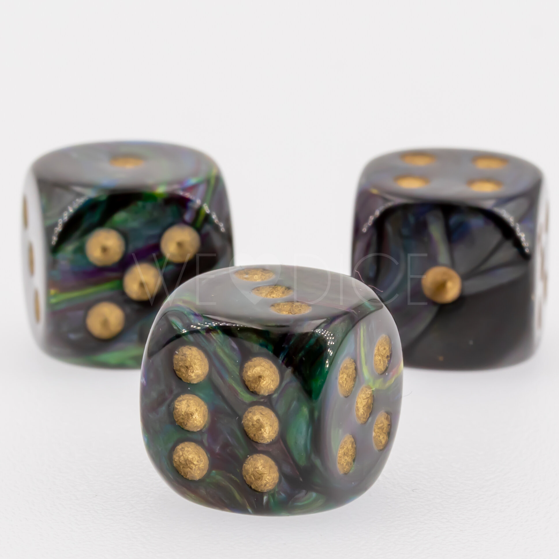 Lustrous  Shadow / Gold 12mm W6 Würfel mit Punkten (1 Stück)