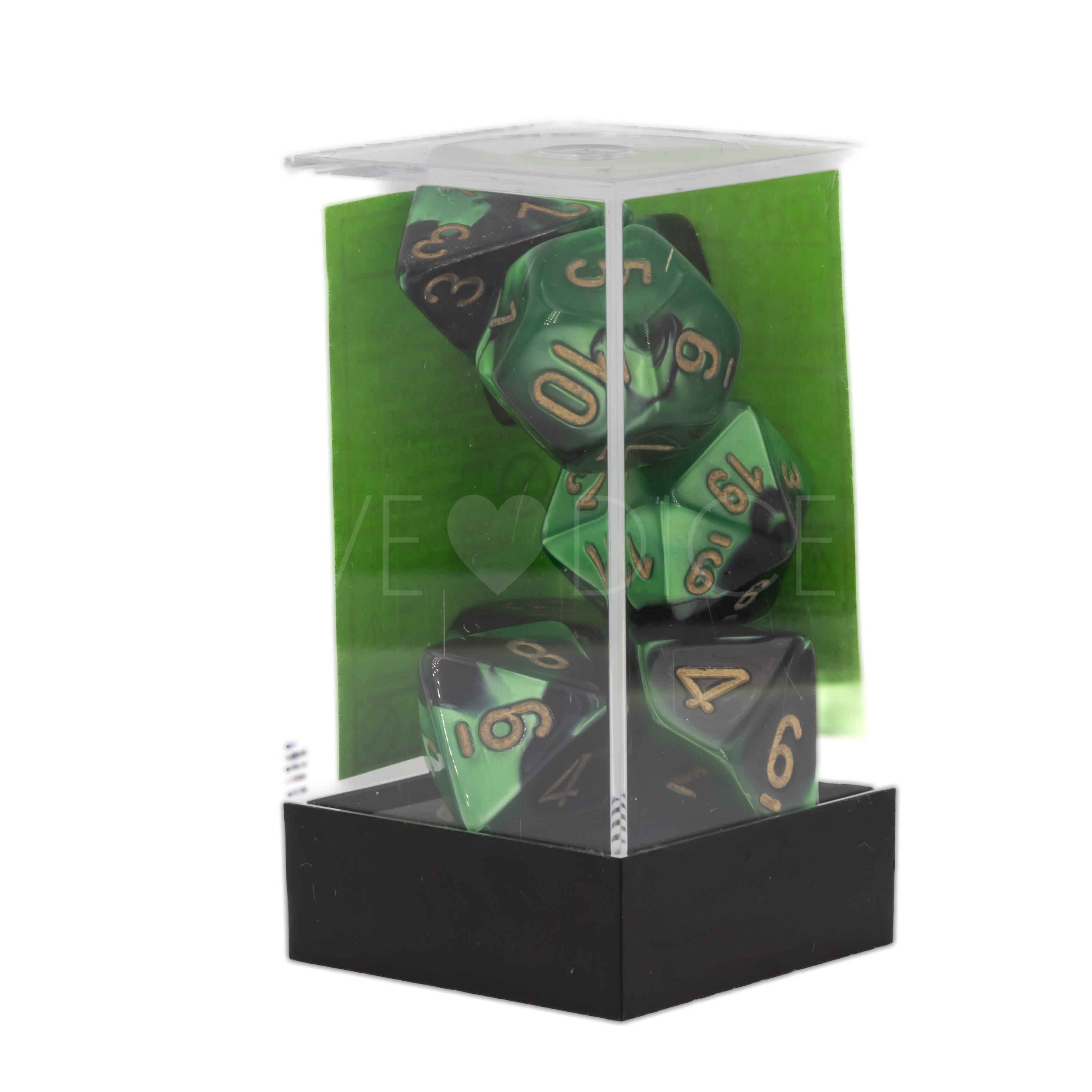 Gemini® Polyhedral Schwarz-Grün / gold 7-Würfel Set