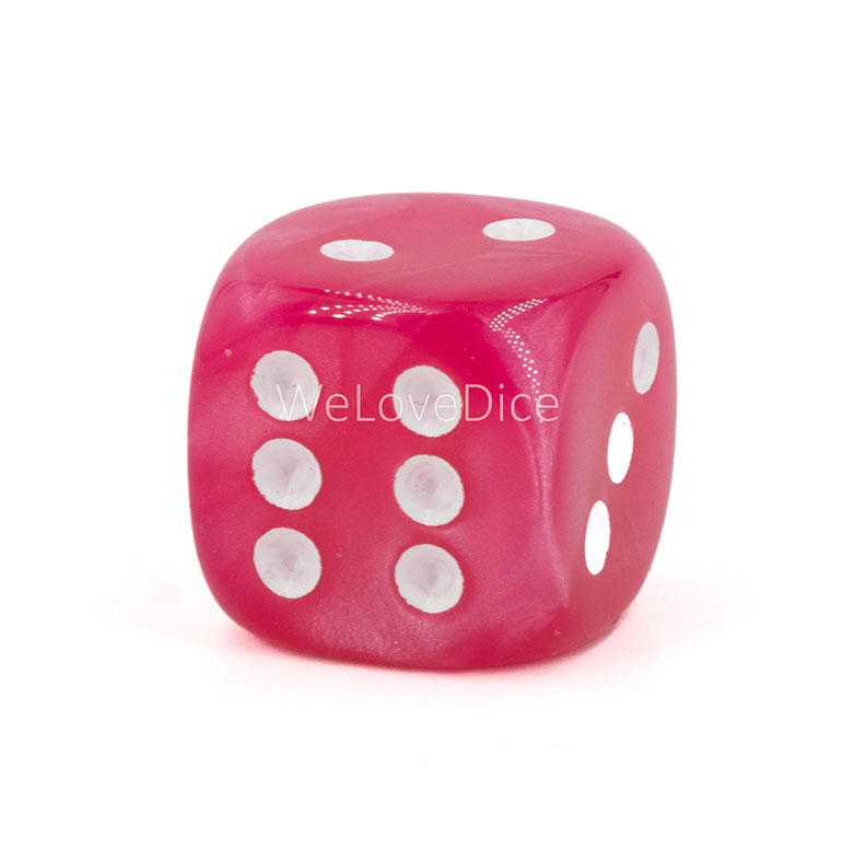 16mm  D6 Dice in pink /white