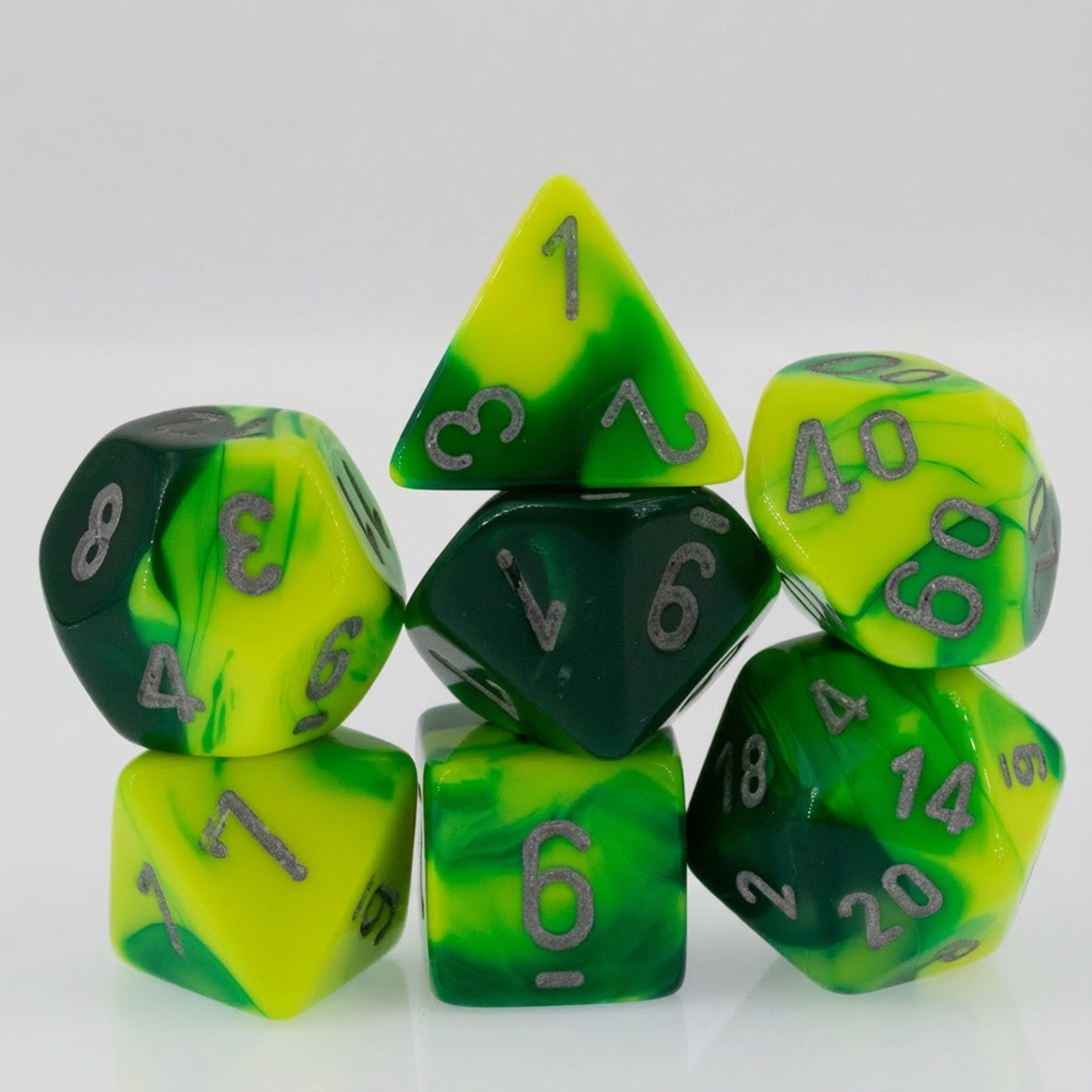 Gemini® Polyhedral Grün-Lila / gold 7-Würfel Set