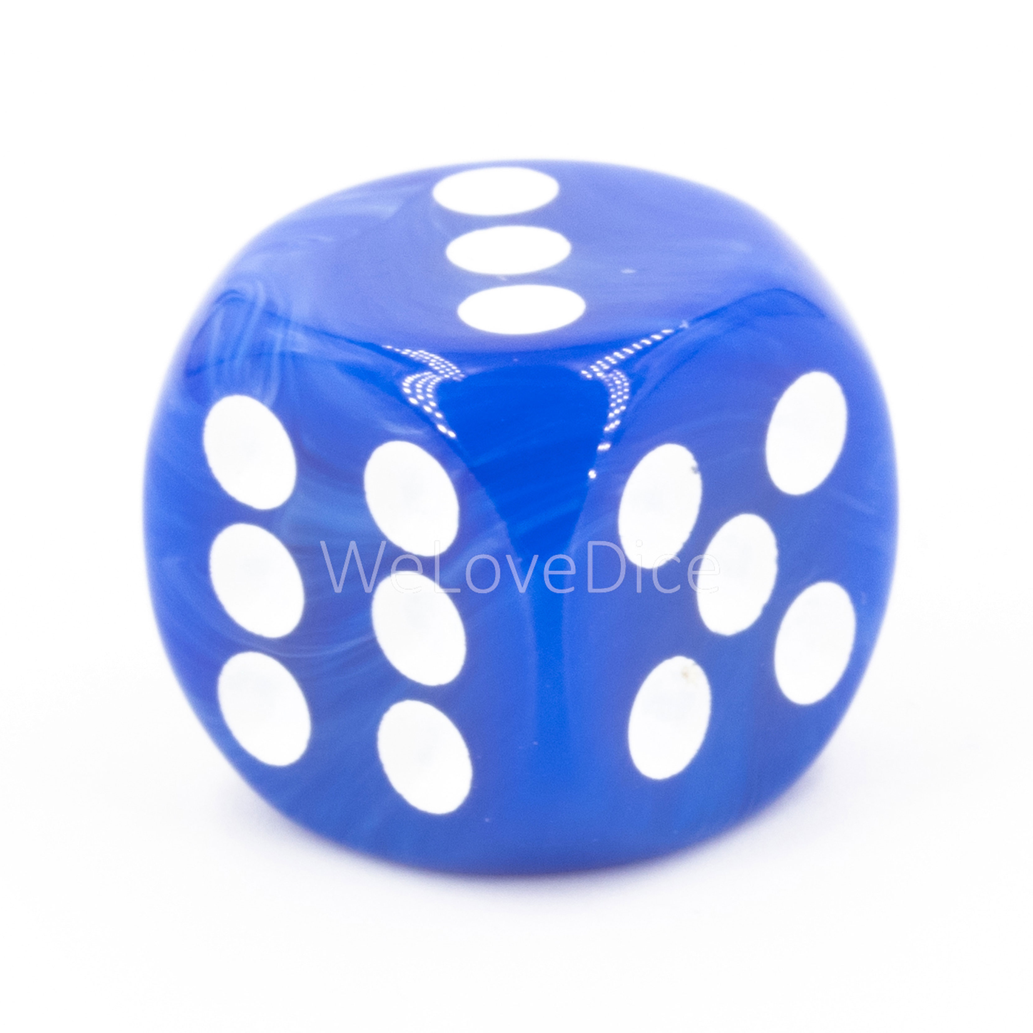 20mm  D6 Dice in jeans blue / white Marbled