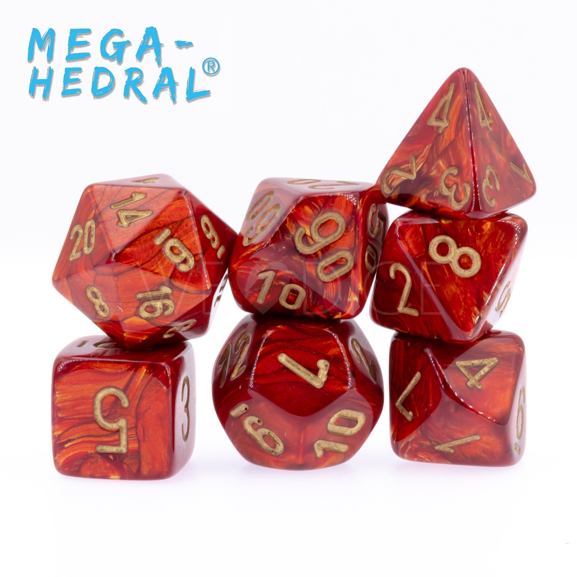 Scarab® Mega-hedral™  Polyhedral Scarlet / gold 7-DieSet