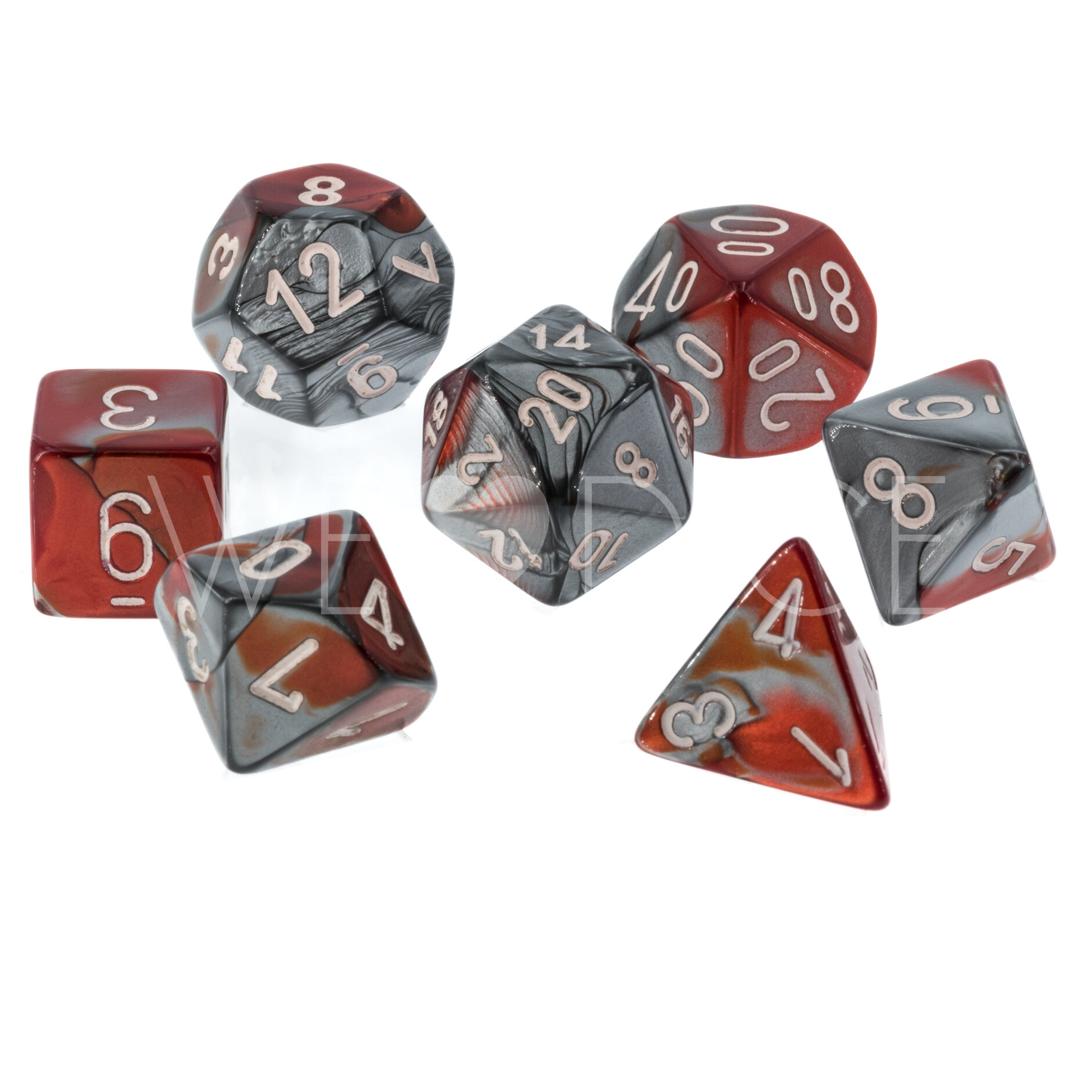 LabDice Gemini® Red-Steel/white  Set 8 Stück