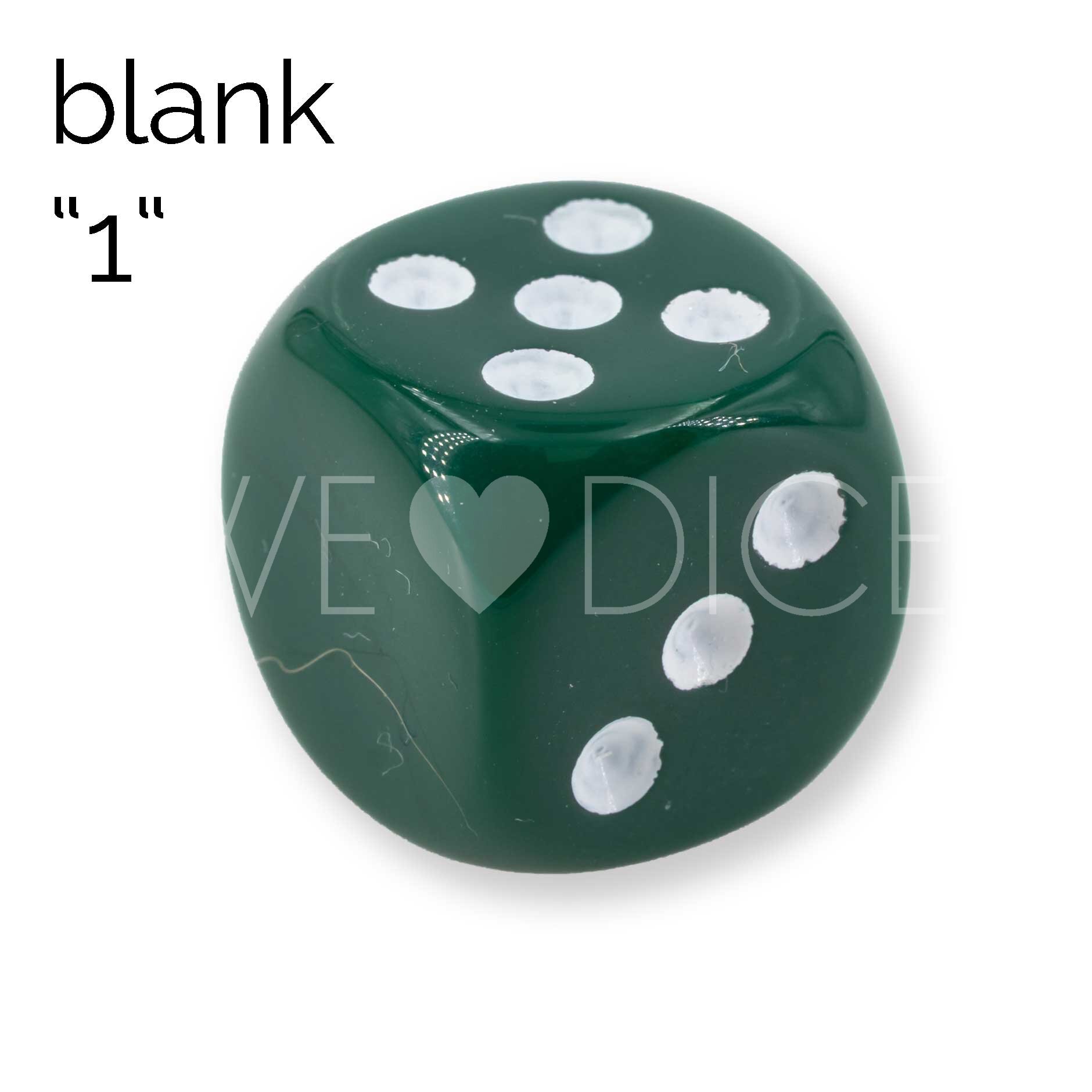 16mm Dice in dark green / white Opaque no "6"