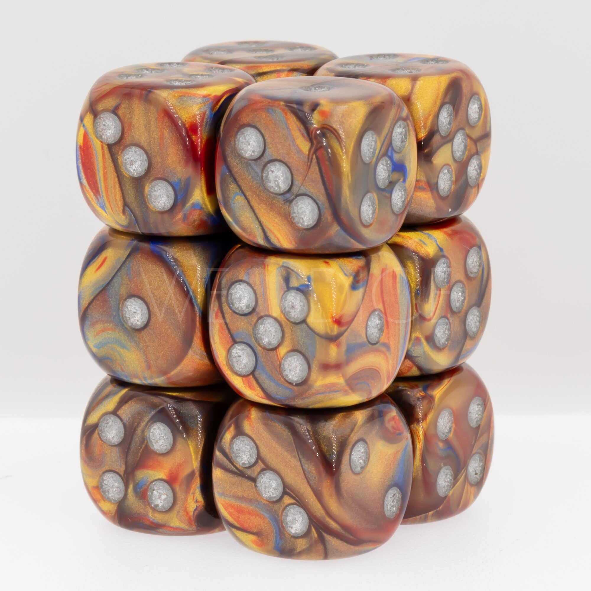 Lustrous  Gold / silber 16mm W6 Würfel Set (12 Würfel)