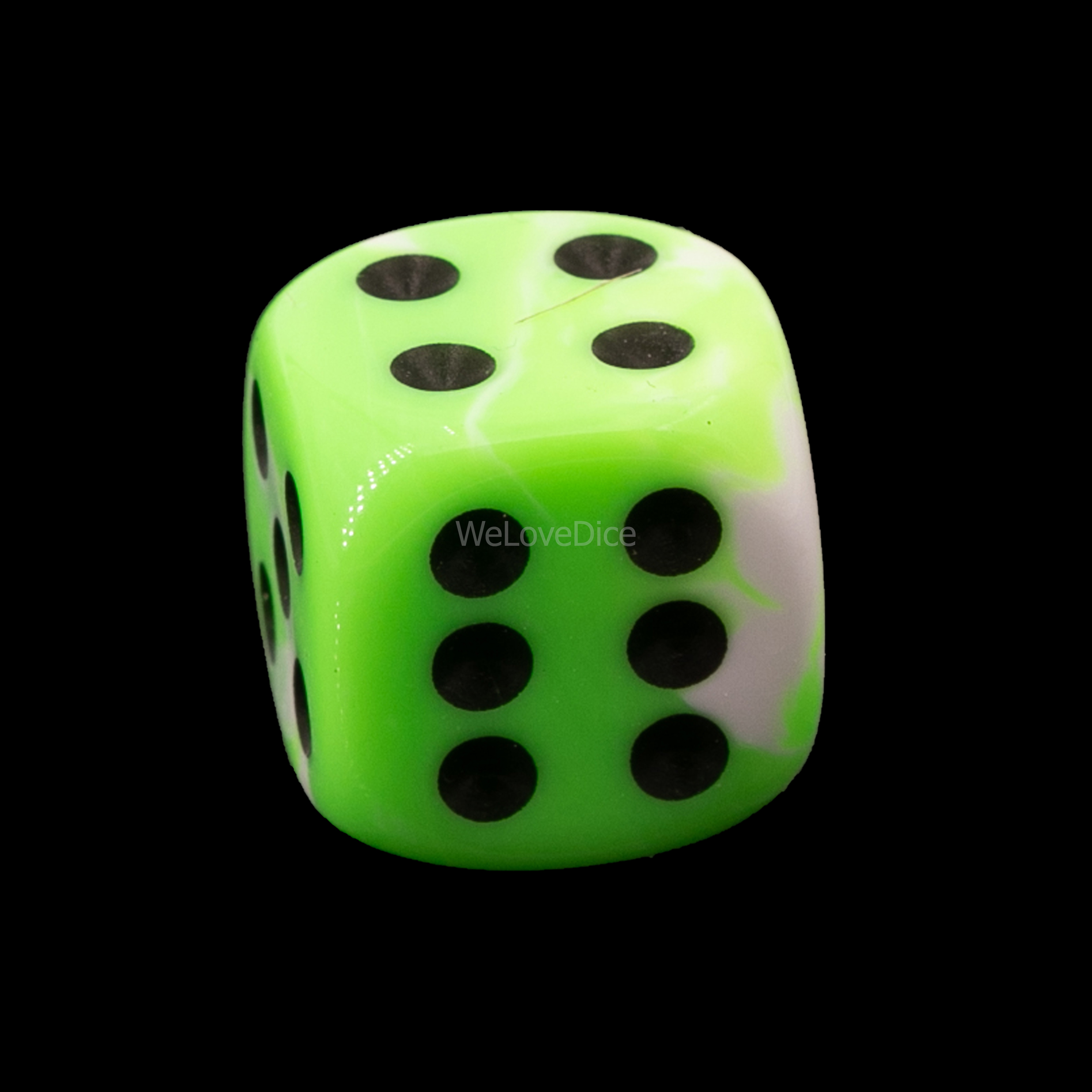16mm  D6 Dice in neon green / black