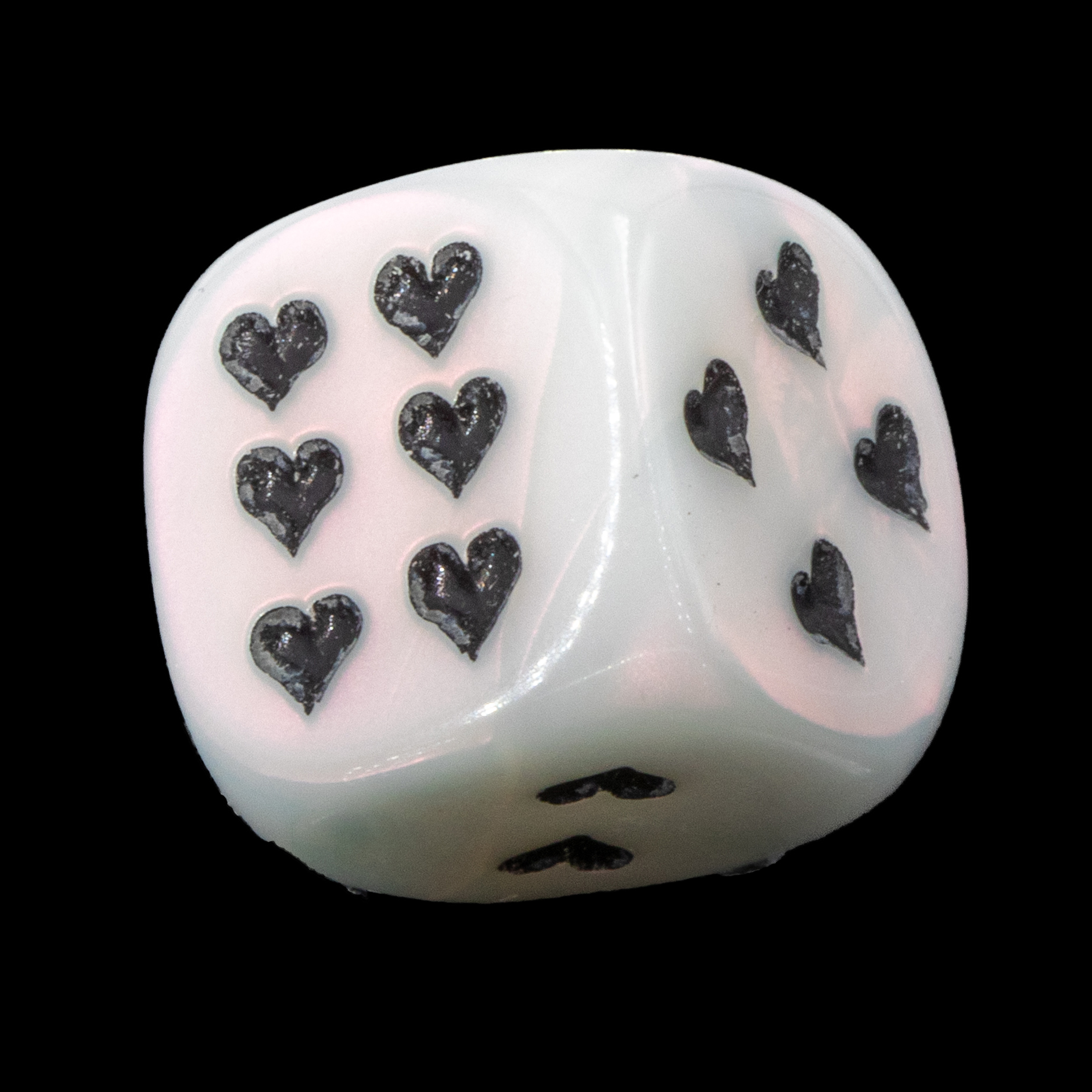 Heart Dice in white / black  silk