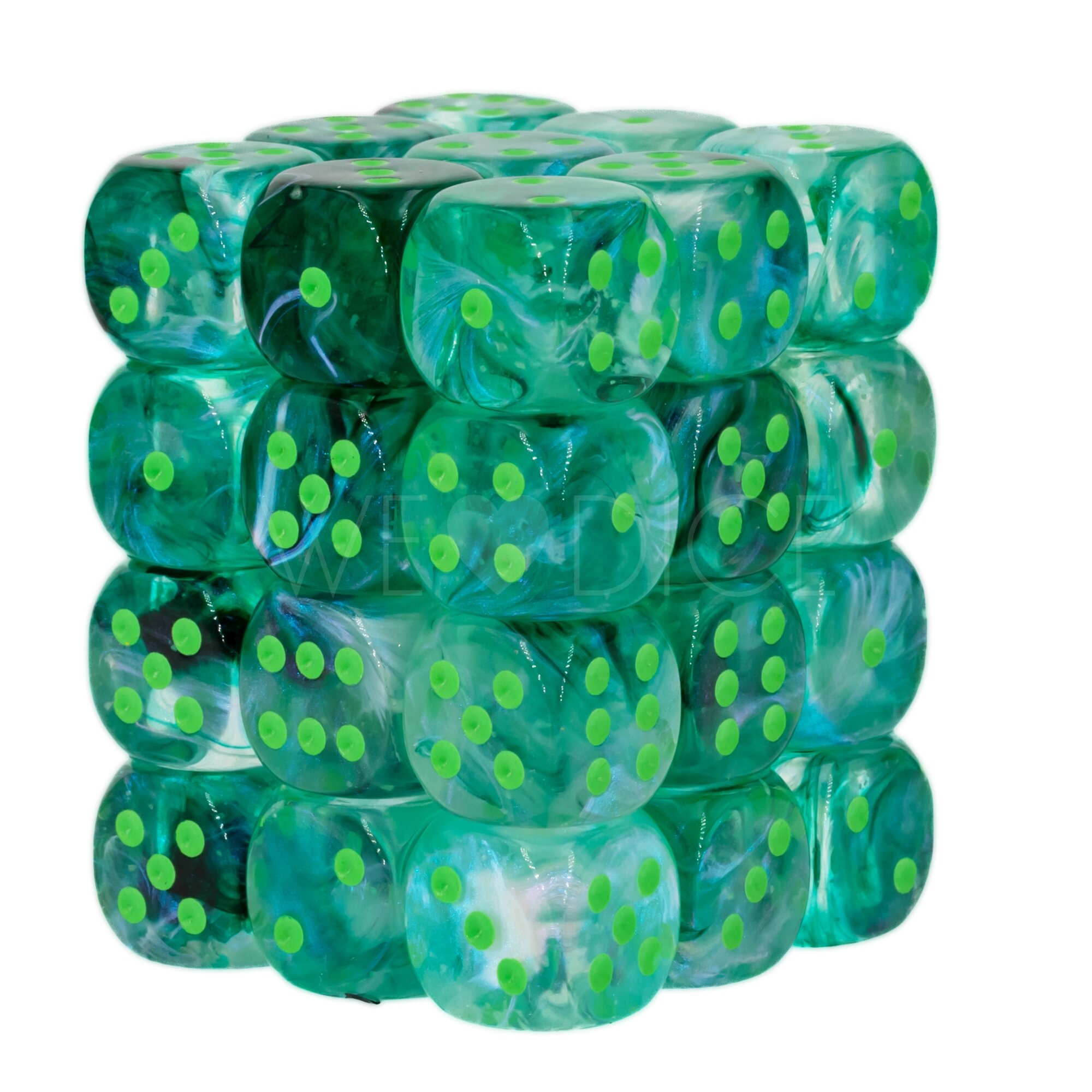Borealis® Kelp / hellgrün 12mm W6 Würfel Set (36 Würfel)