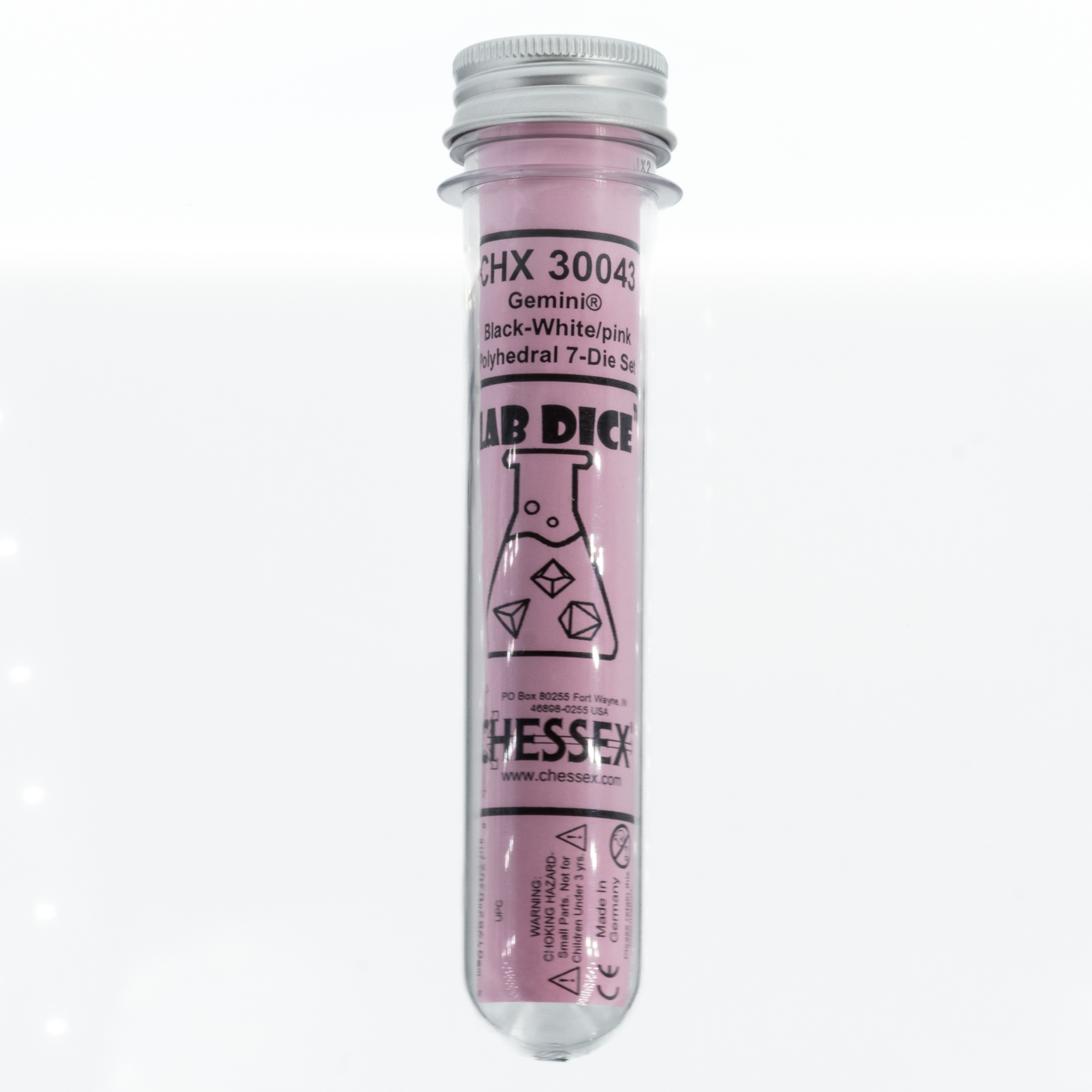 LabDice Gemini® Schwarz-Weiß / Rosa  Set 8 Stück