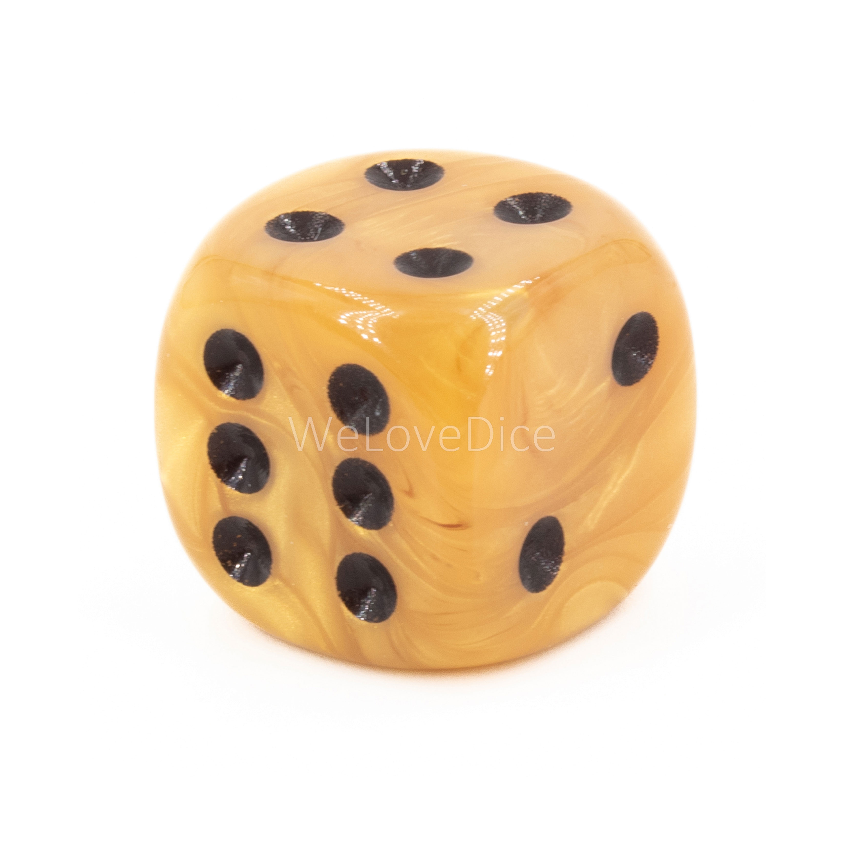 8mm  D6 Dice in golden color / black Silk