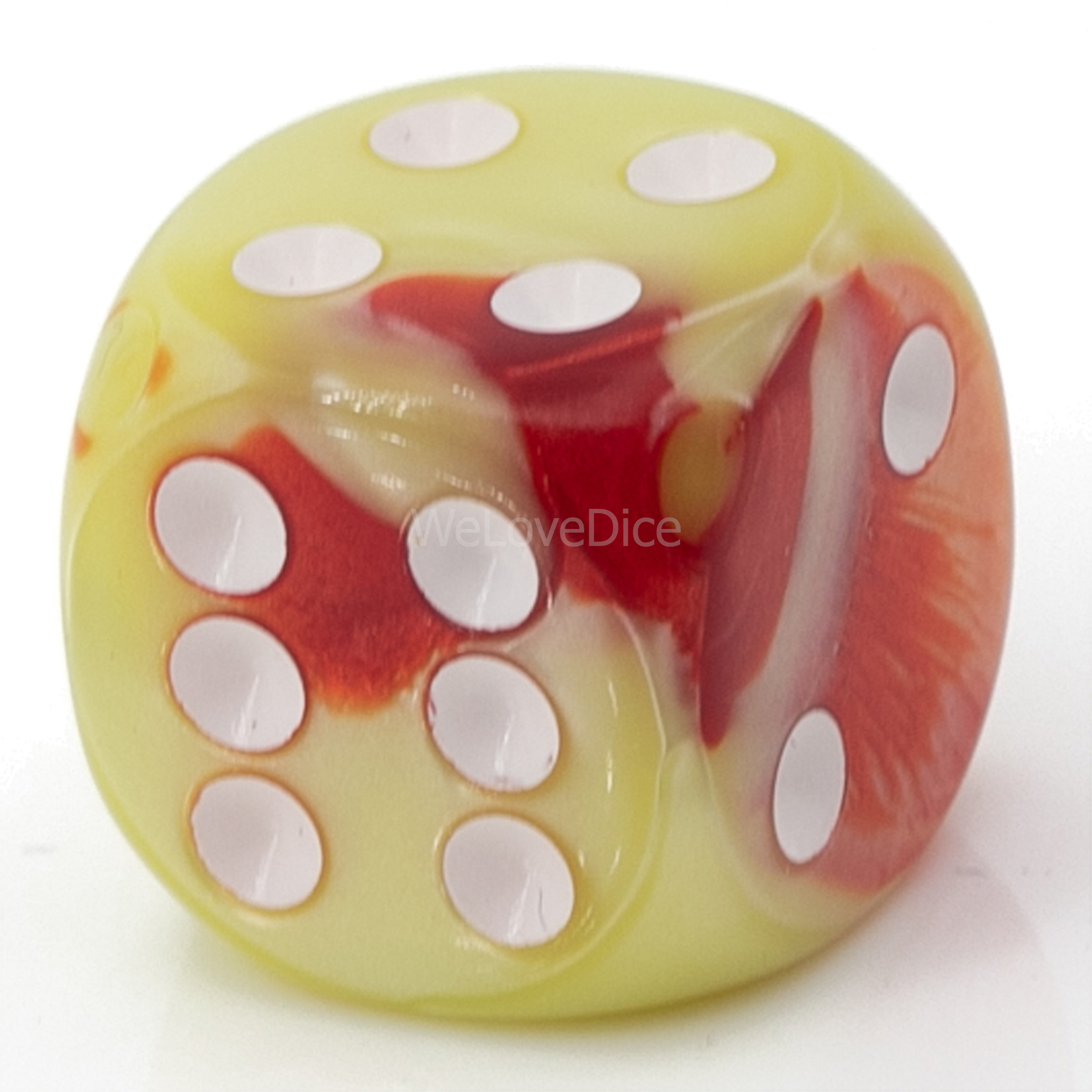 16mm W6 Würfel in kanariengelb rot / weiß
