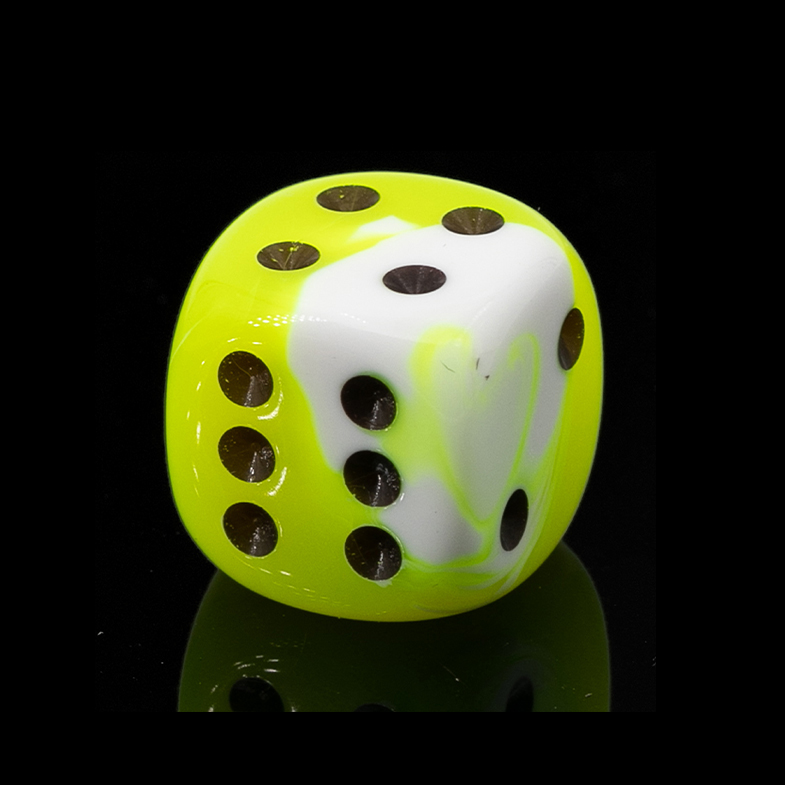 16mm  D6 Dice in neon yellow / black