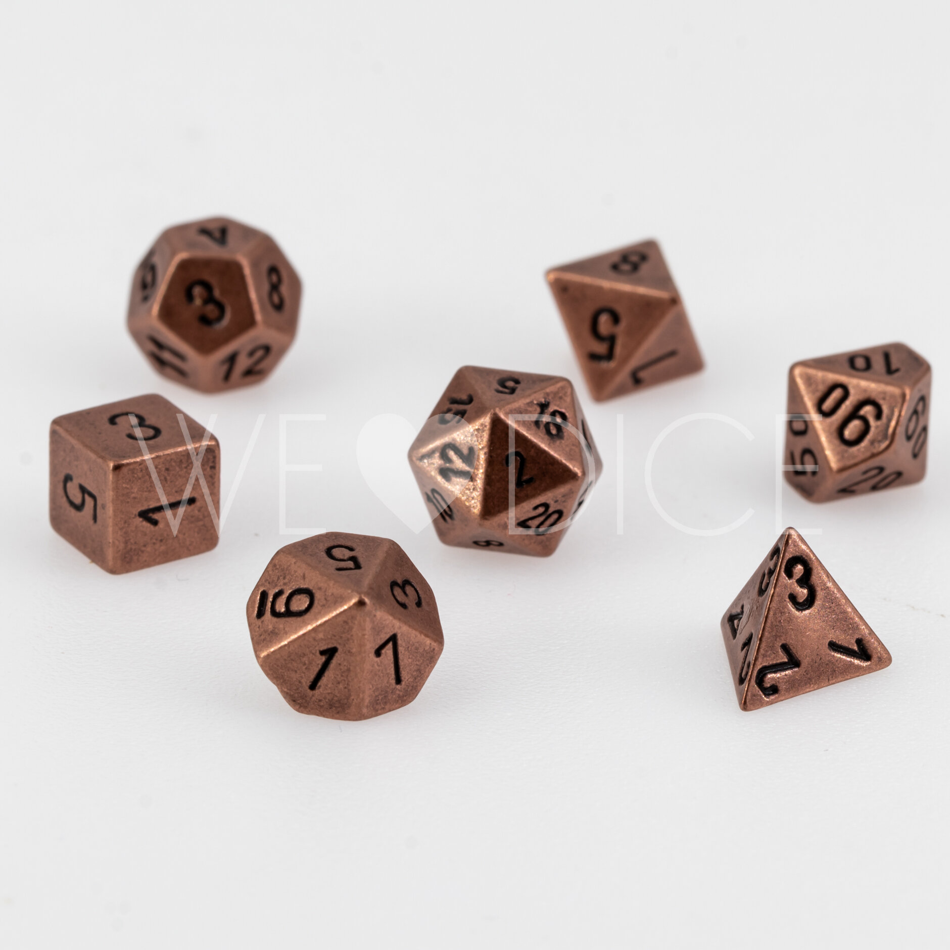 Mini-Metall dice  - Copper - 7  Pcs set