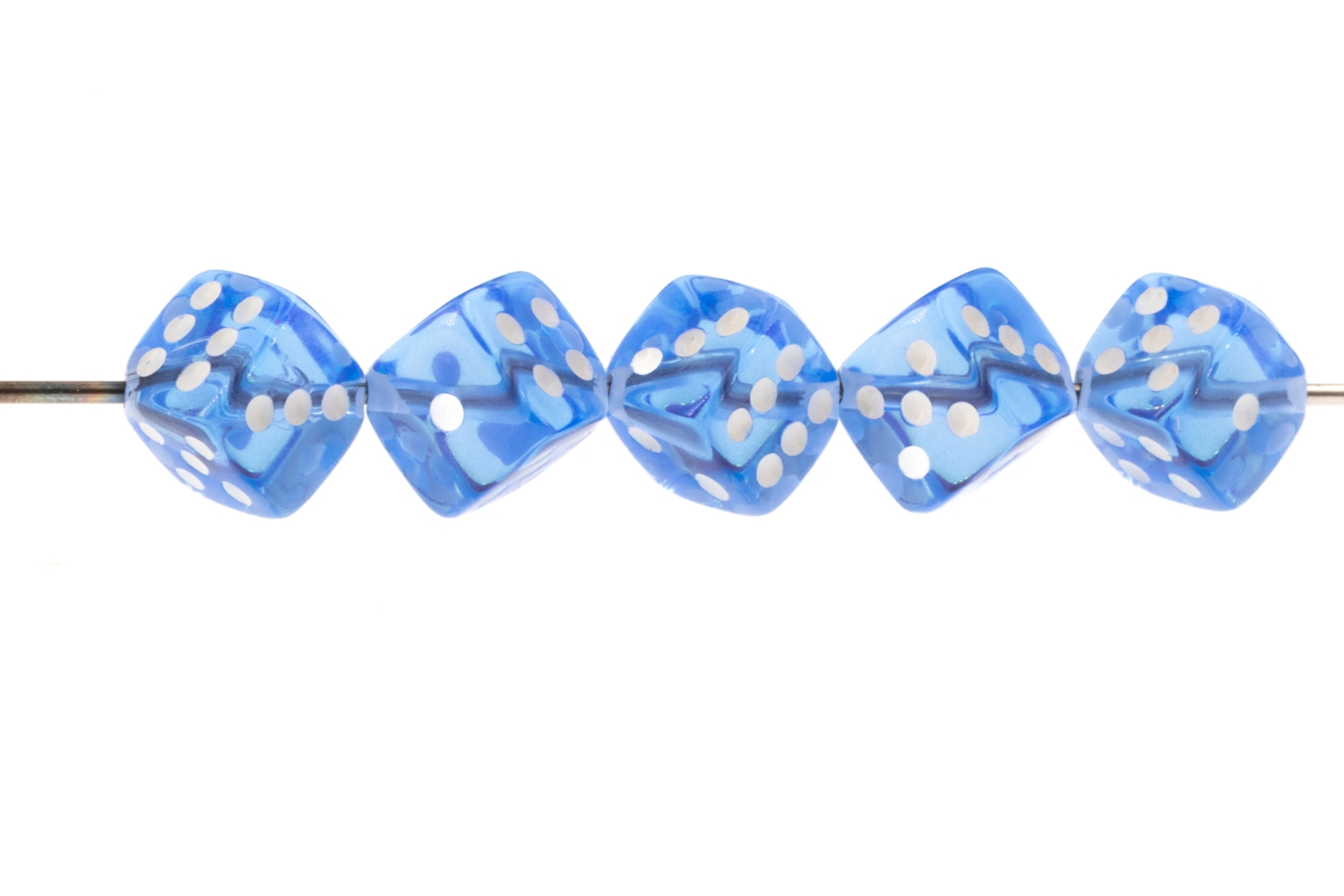  5mm Dice bead - cloud blue / white Translucent, in