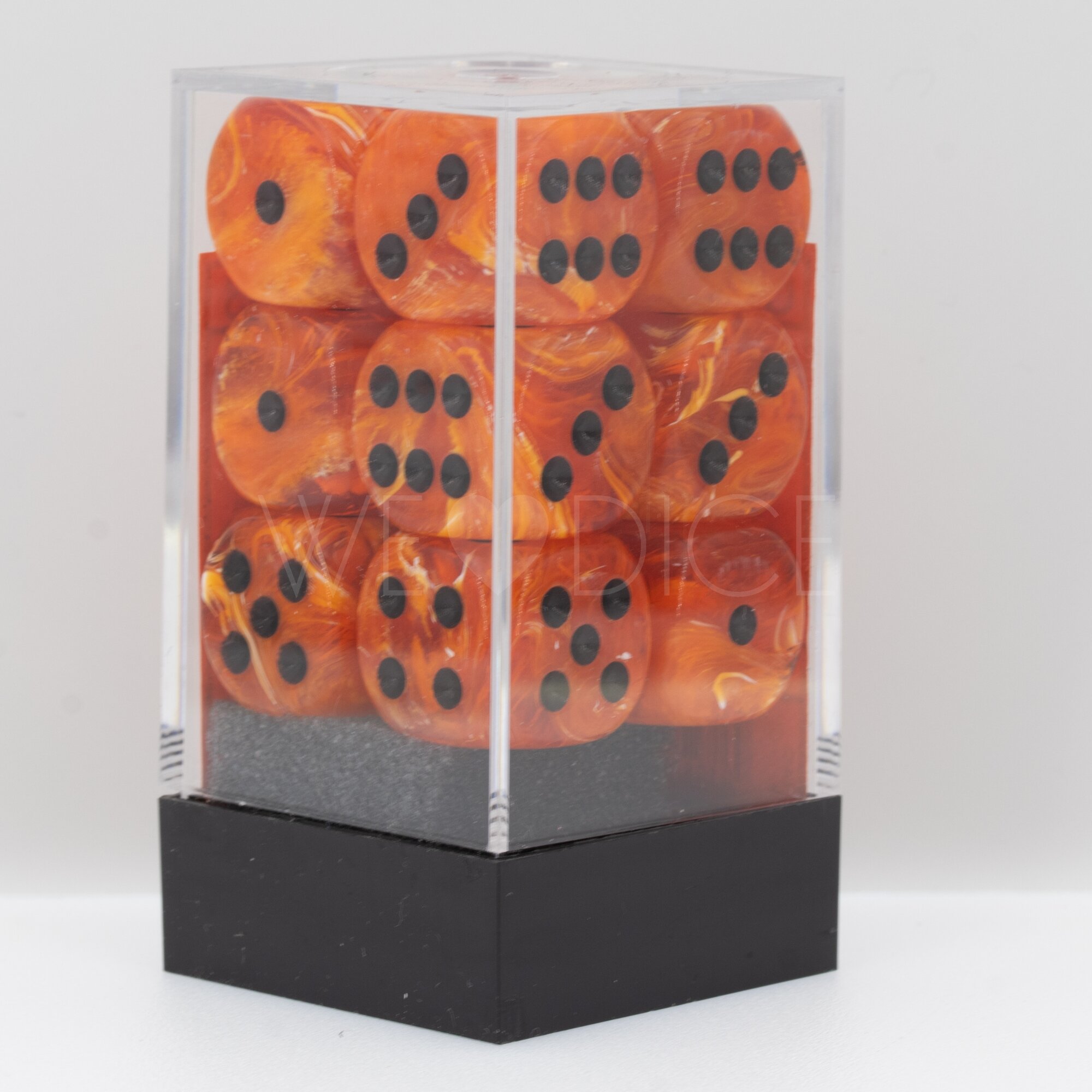 Vortex® Orange / Schwarz 16mm W6 Würfel Set (12 Würfel)