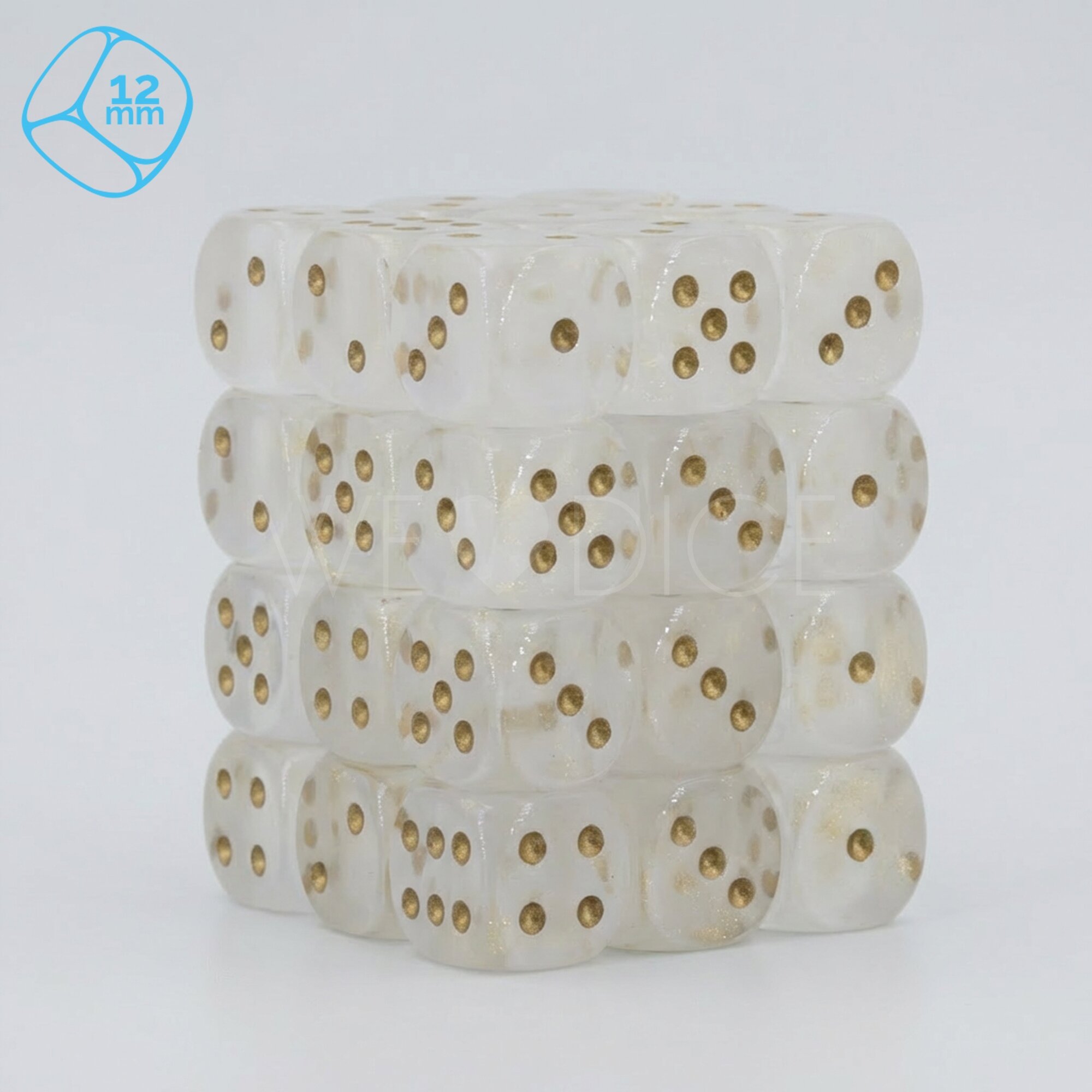 Translucent gold dust / gold 12mm D6 Dice Set  (36Pcs)