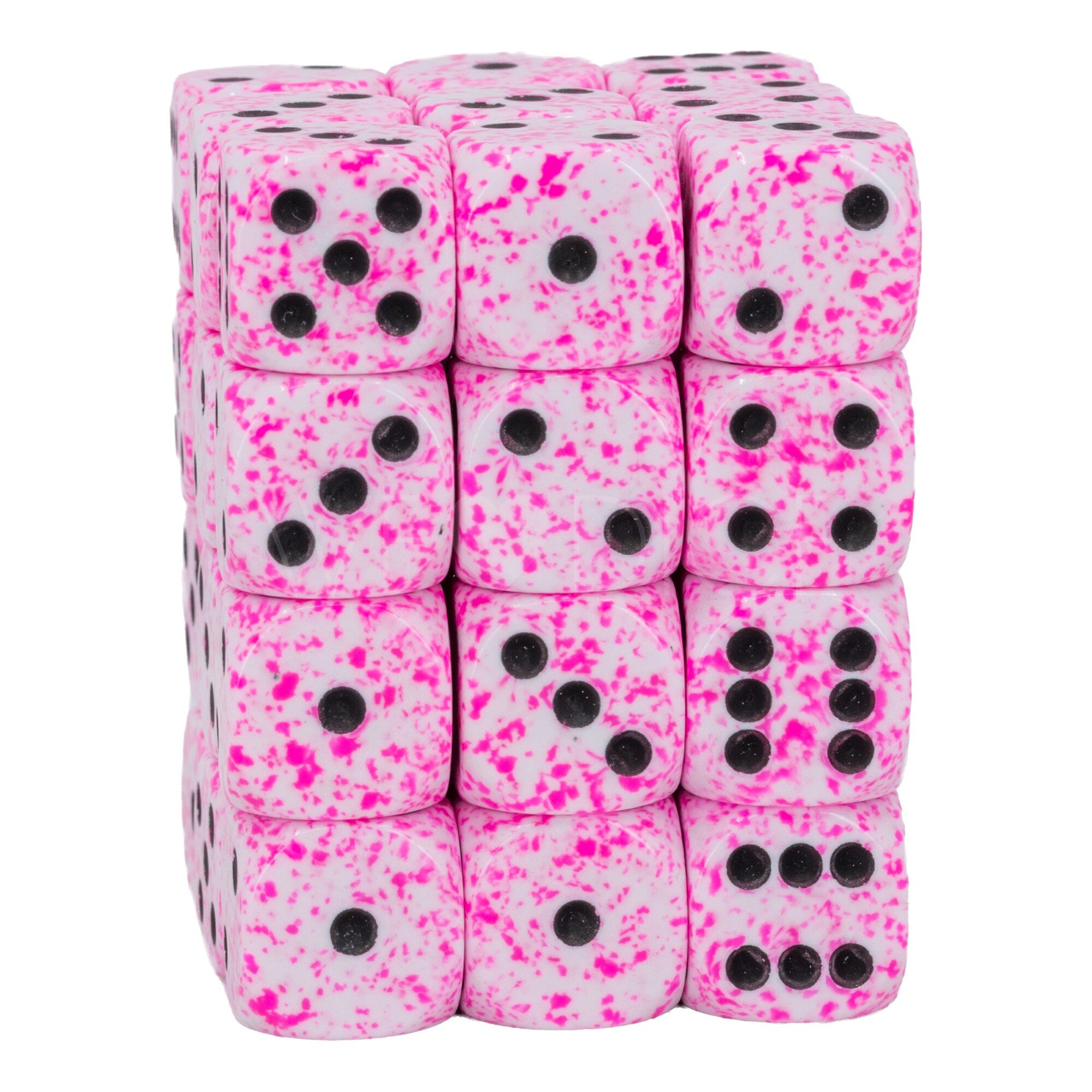 Speckled® Pink / black 12mm W6 Würfel Set (36 Würfel)