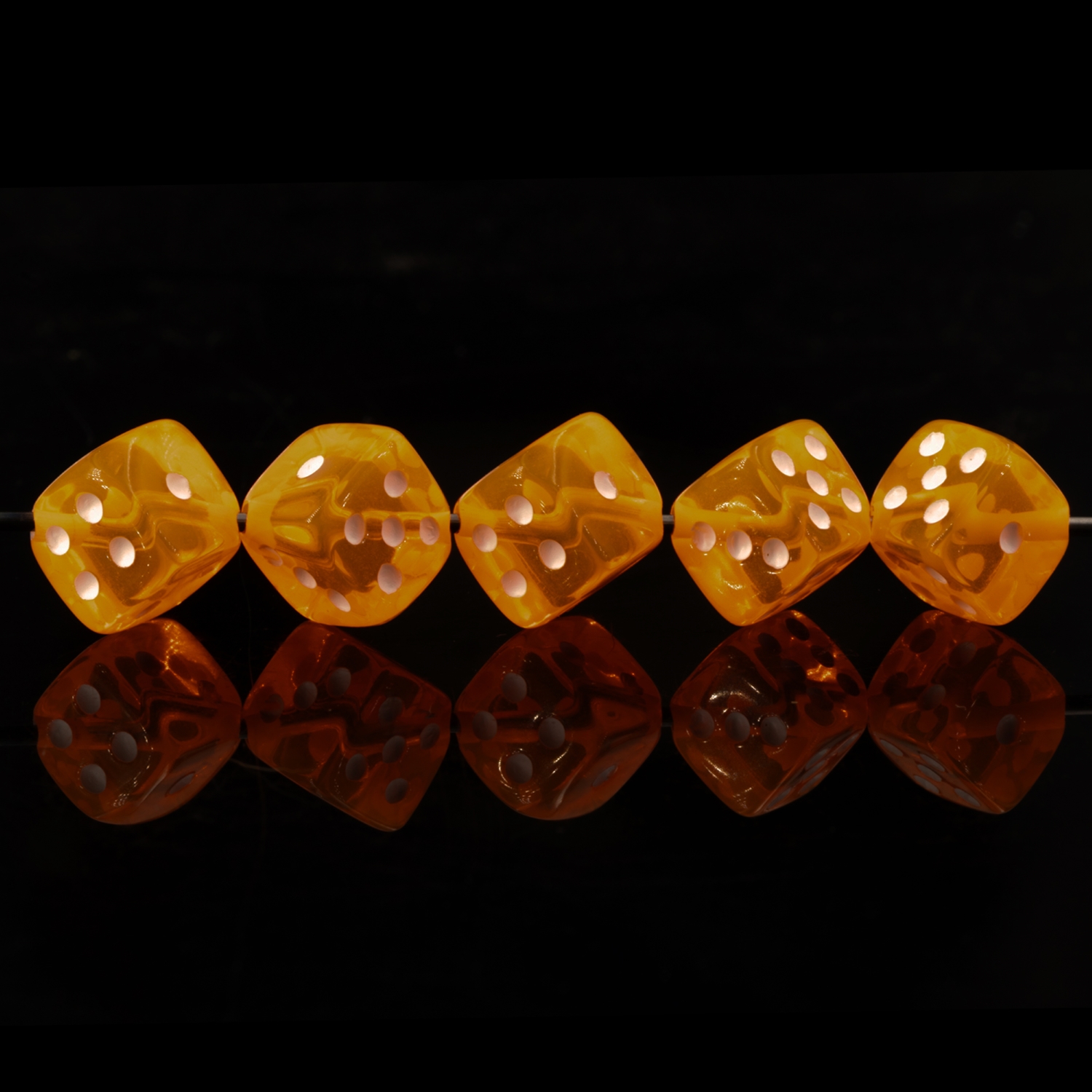  5mm Dice bead - neon orange / white Translucent, in