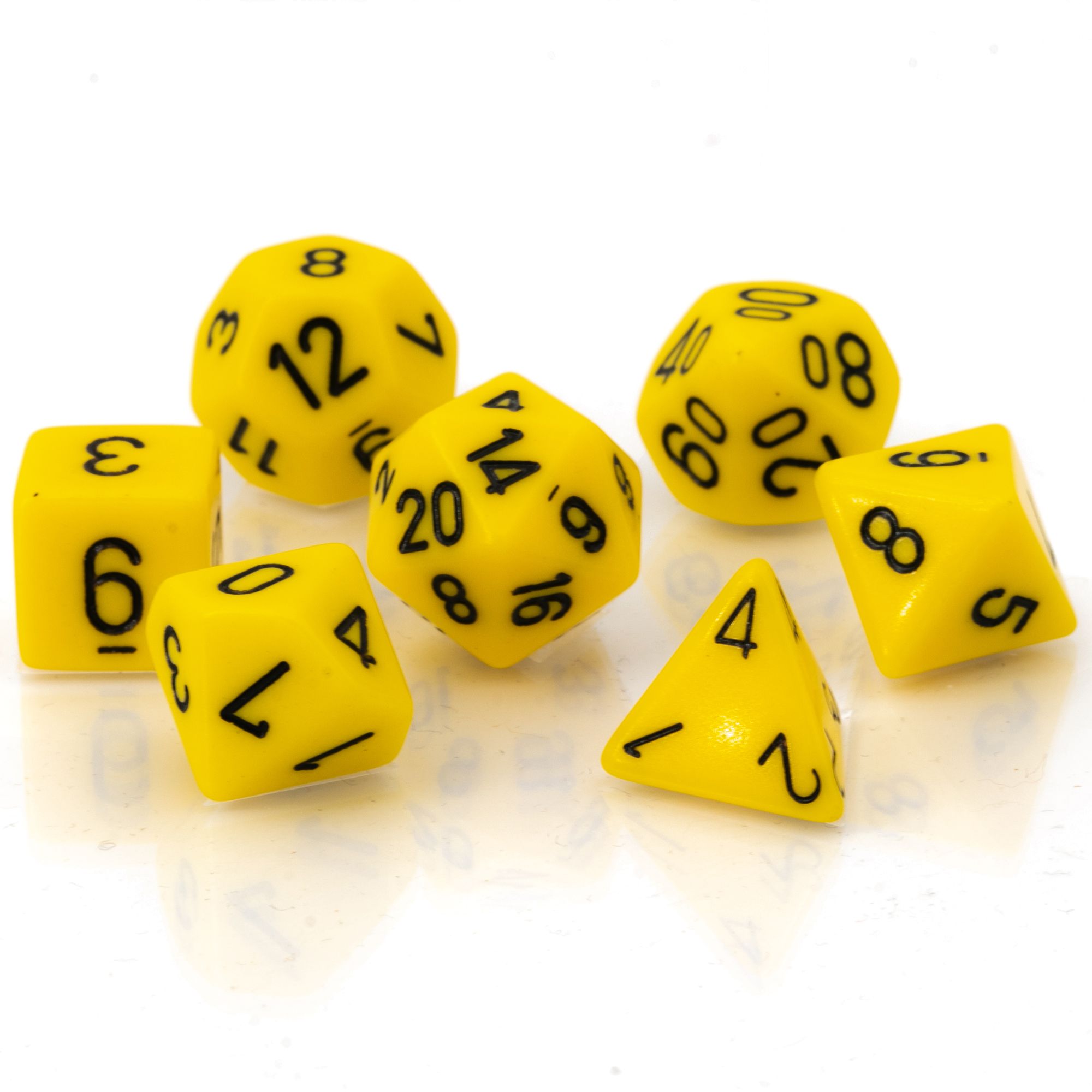 Satt Polyhedral gelb / schwarz 7-Würfel Set