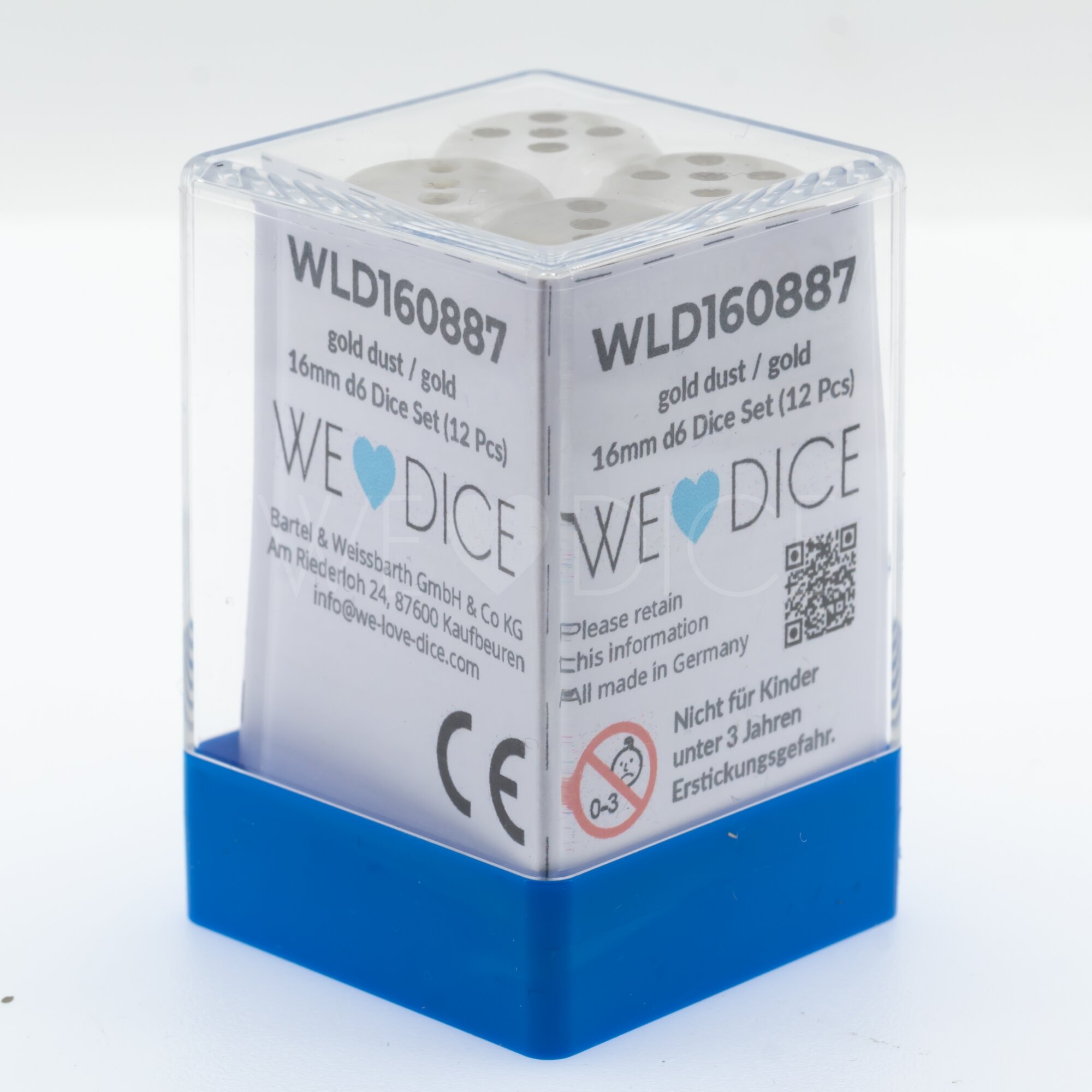 Translucent gold dust / gold 16mm D6 Dice Set  (12Pcs)