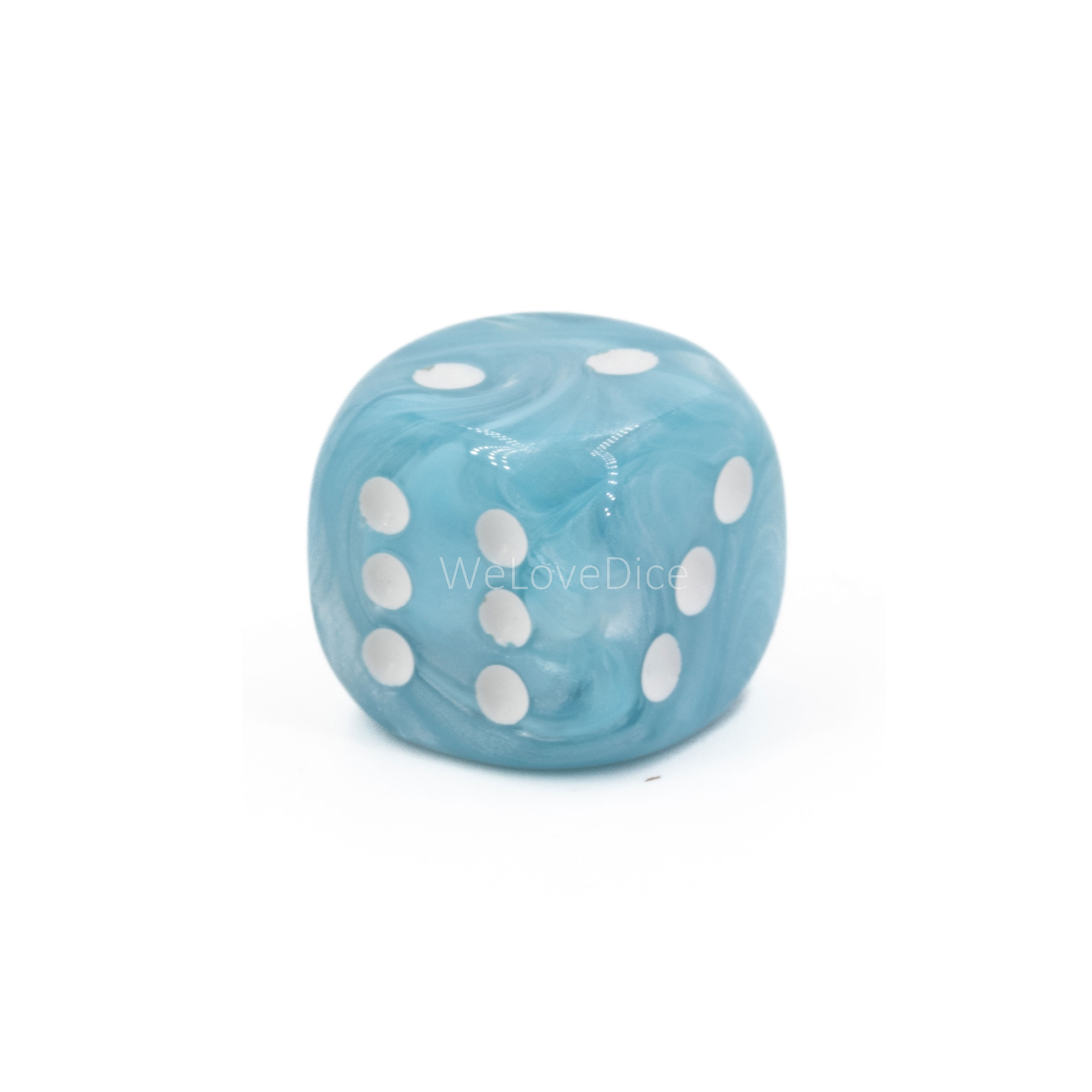 12mm  D6 Dice in cloud blue / white Marbled