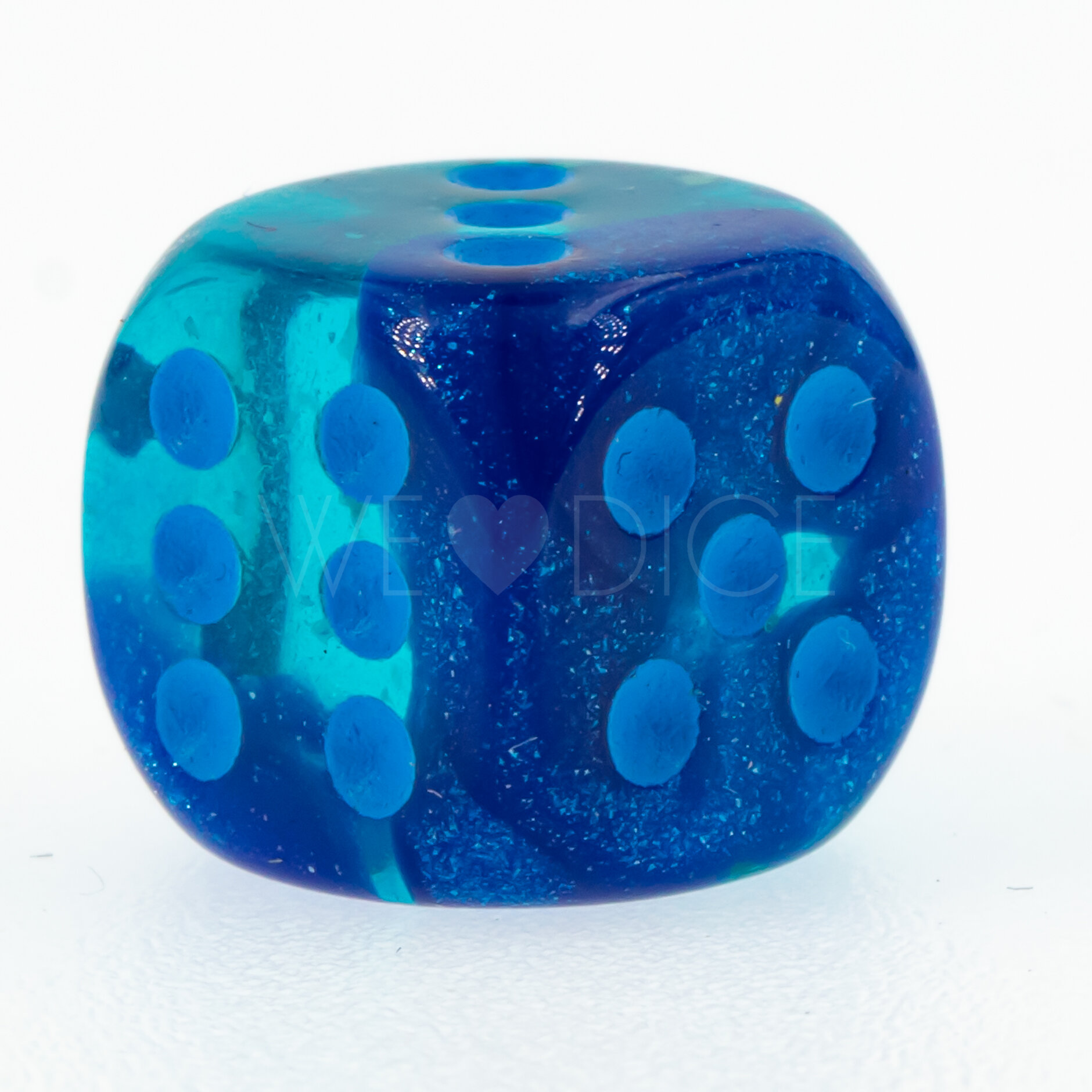 Gemini® Blau-Blau / hellblau 12mm W6 Würfel mit Punkten (1 Stück)