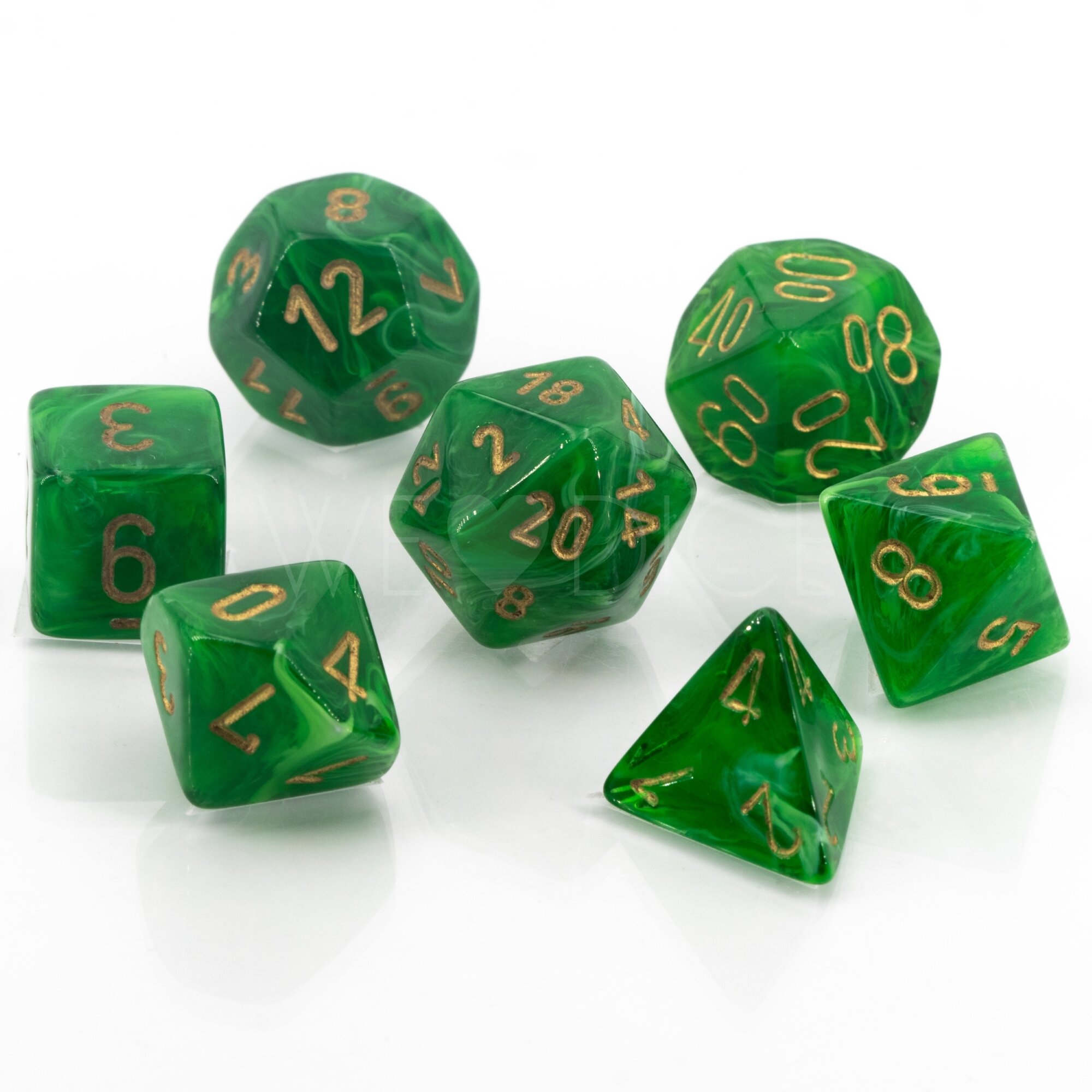 Vortex® Polyhedral Grün / Gold 7-Würfel Set