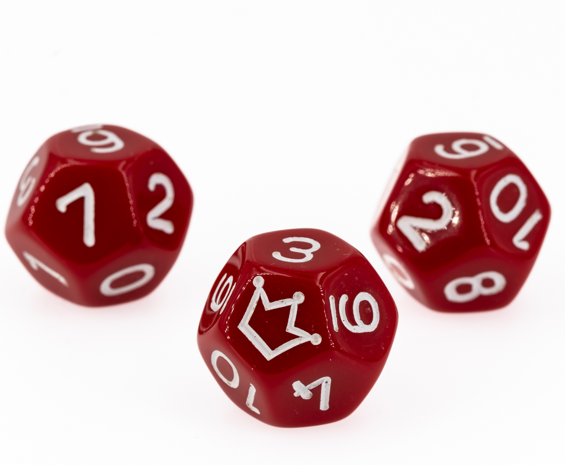 W12 Würfel 1-10 & Stern rot / weiß satt