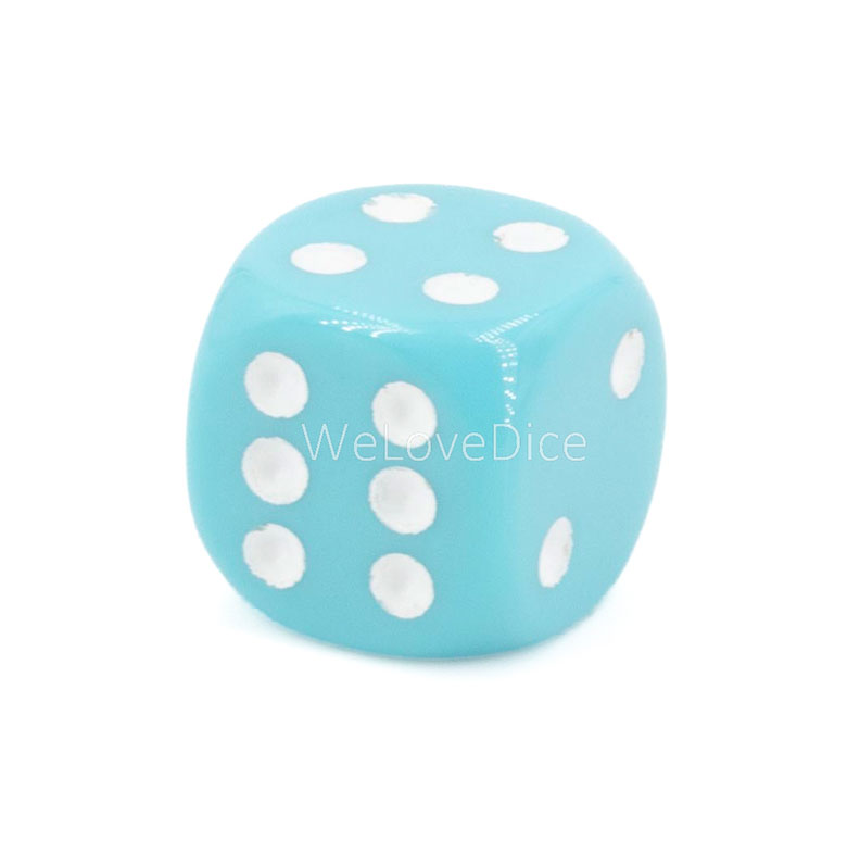 16mm  D6 Dice in turqoise / white