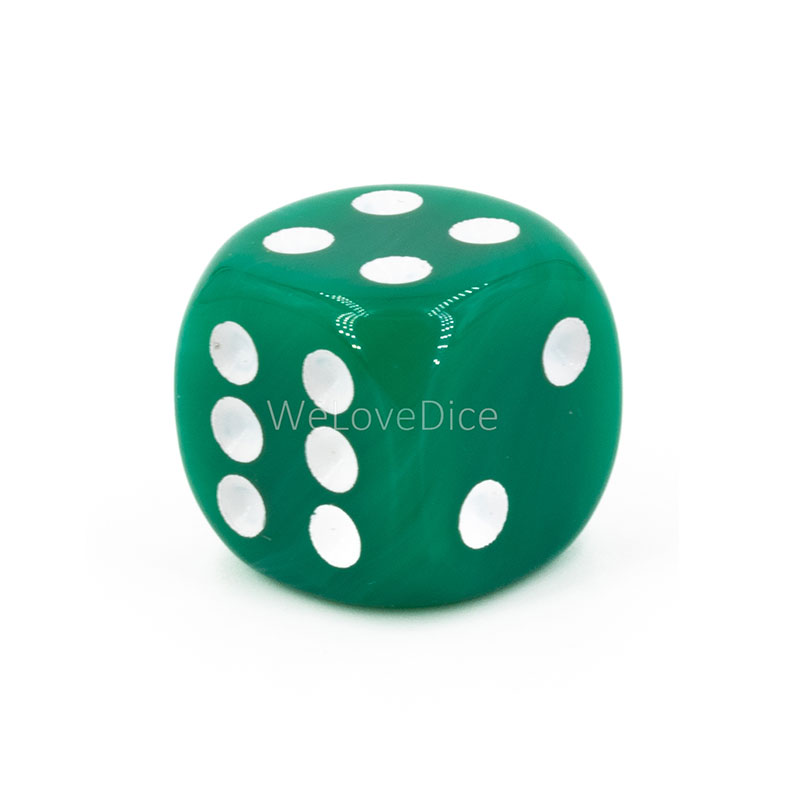 16mm  D6 Dice in green / white