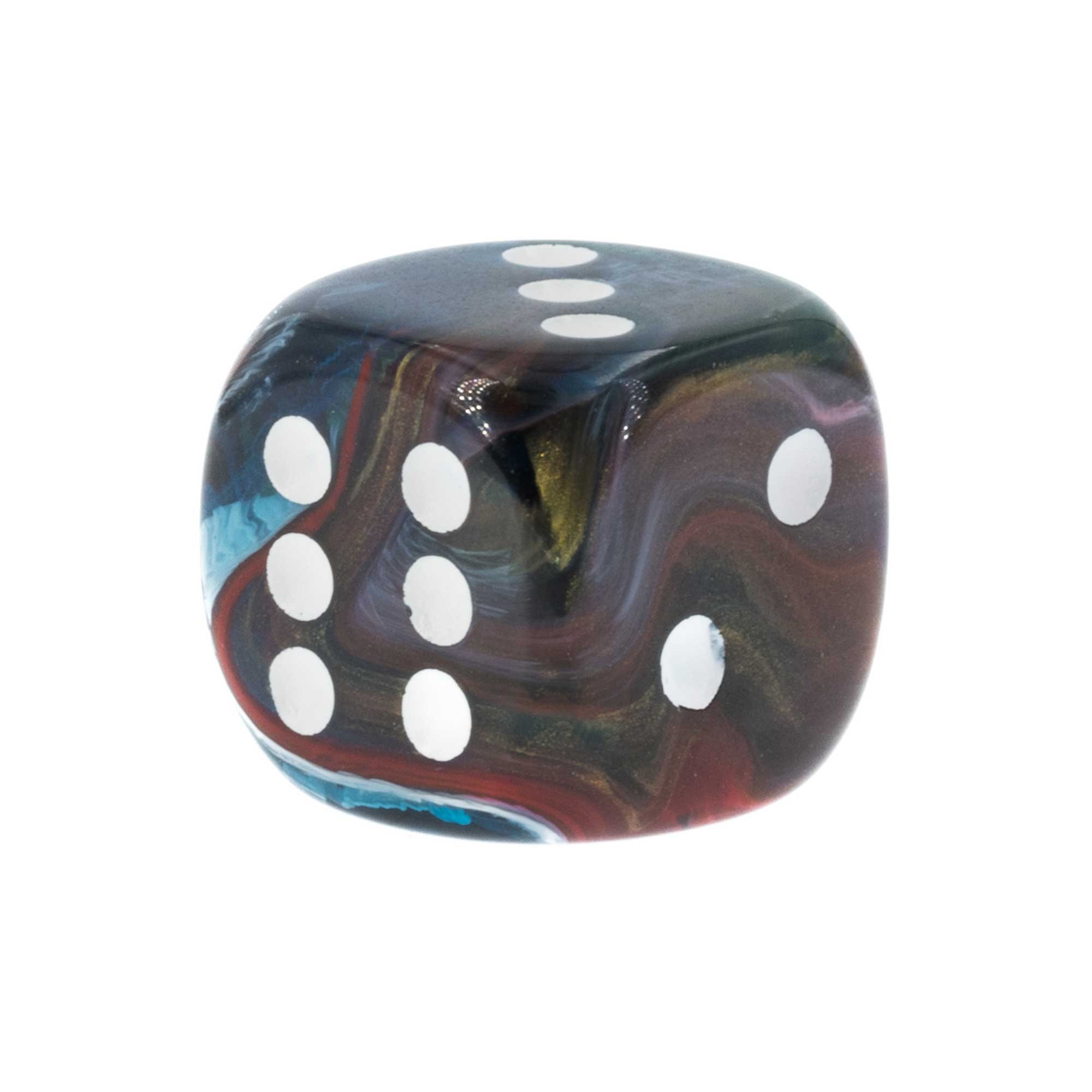 18mm  D6 Dice in Pietersit brown / white carneval, Marbled