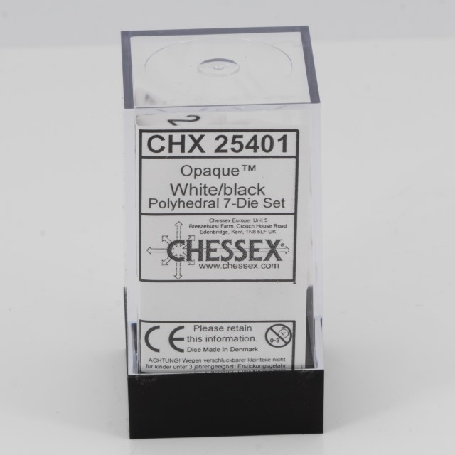 Satt Polyhedral weiß / schwarz 7-Würfel Set