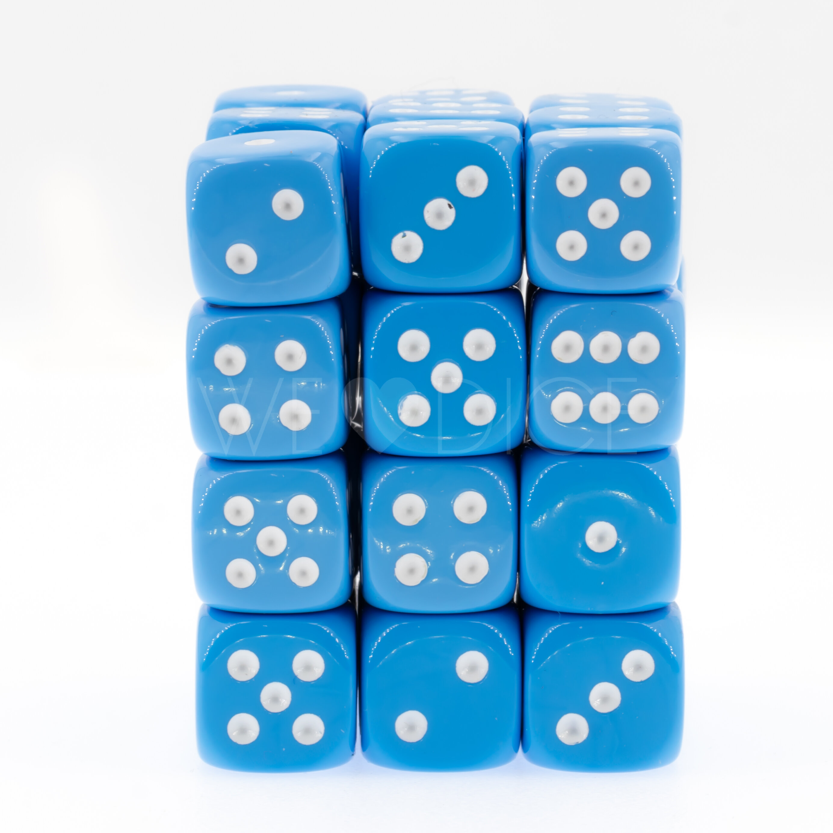 Opaque light blue / white 12mm D6 Dice Set  (36Pcs)