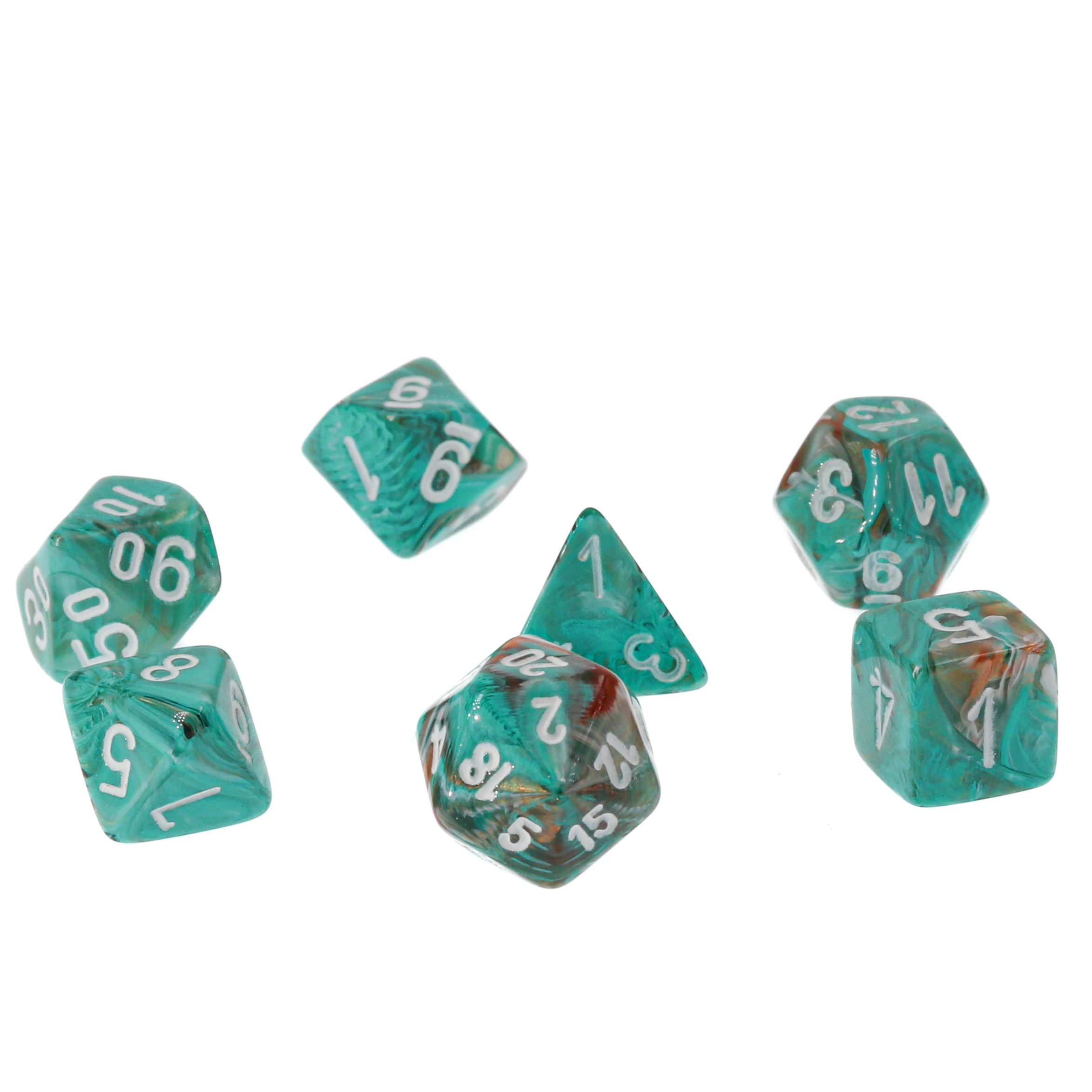 marble Mini-hedral Polyhedral Green / dark green 7-DieSet