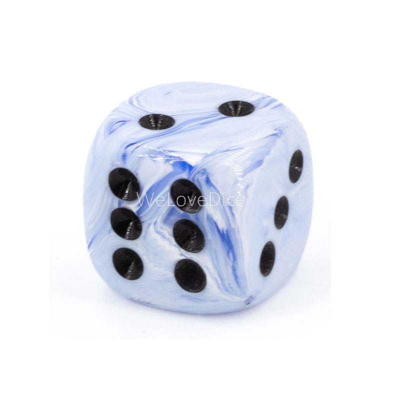 16mm W6 Würfel in Ice Cream blau / schwarz