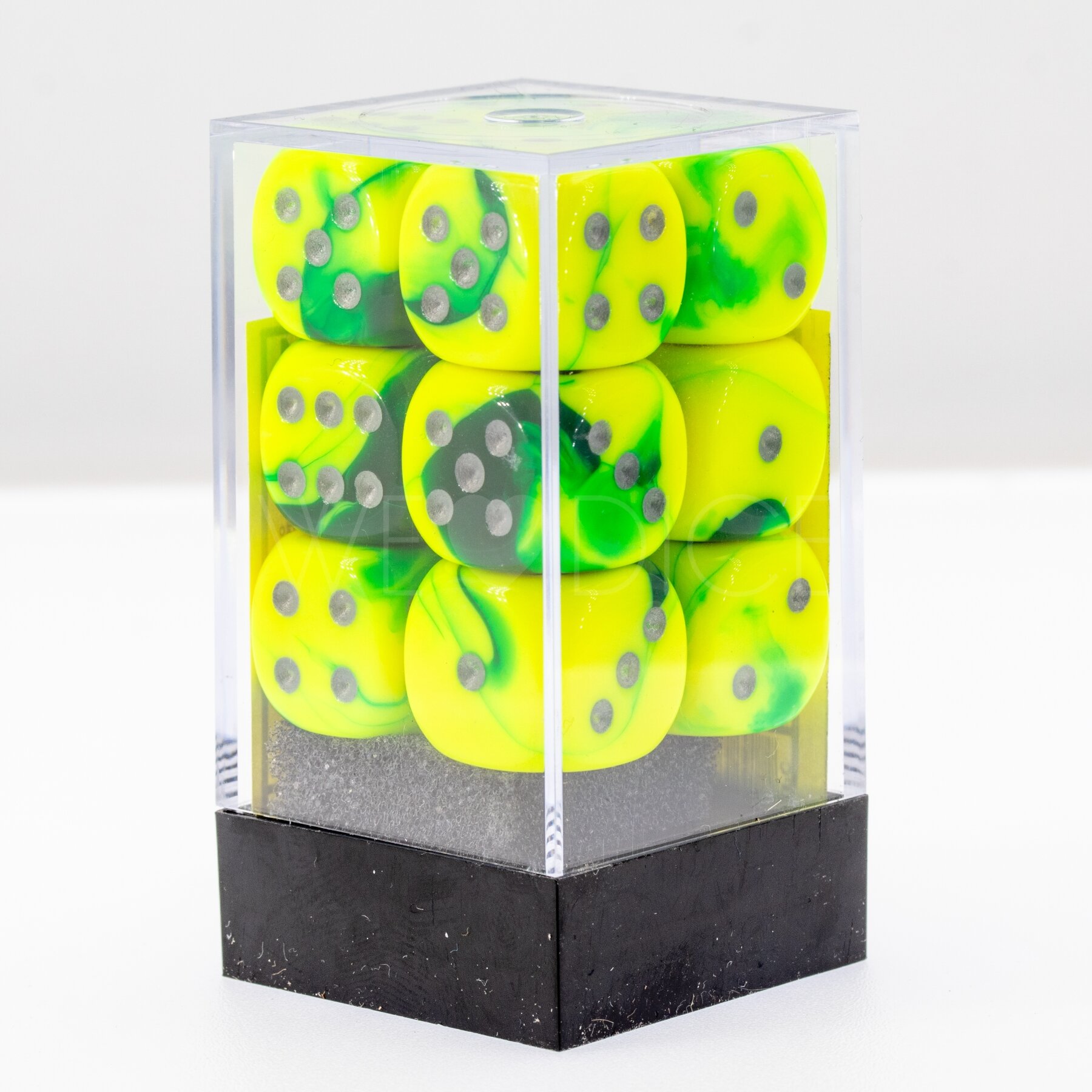 Gemini® Grün-Lila / gold 16mm W6 Würfel Set (12 Würfel)