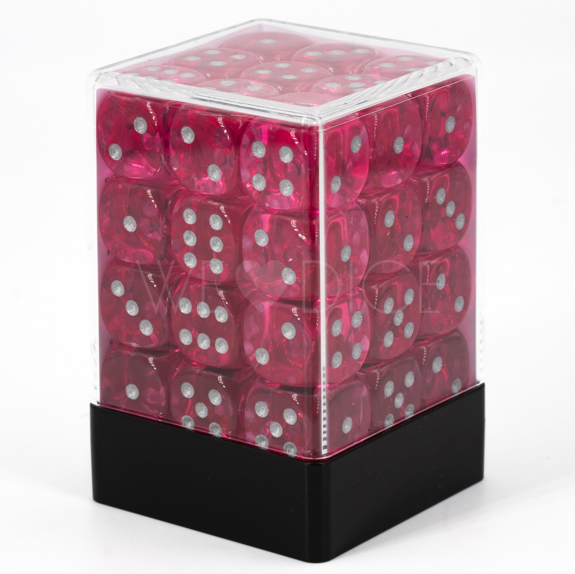 Transparent pink / silber 12mm W6 Set (36 Stück)