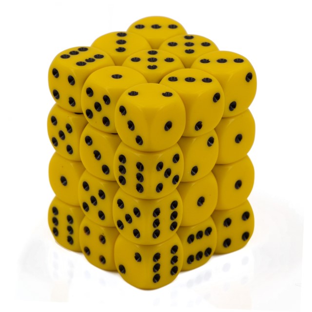 Satt gelb / schwarz 12mm W6 Würfel Set (36 Würfel)