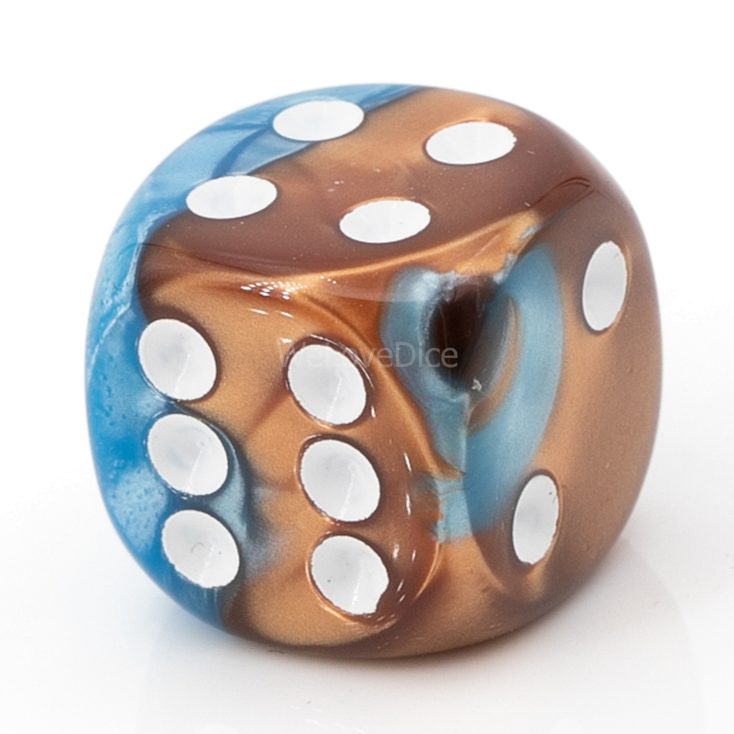 12mm W6 Würfel in kupfer blau / weiß
