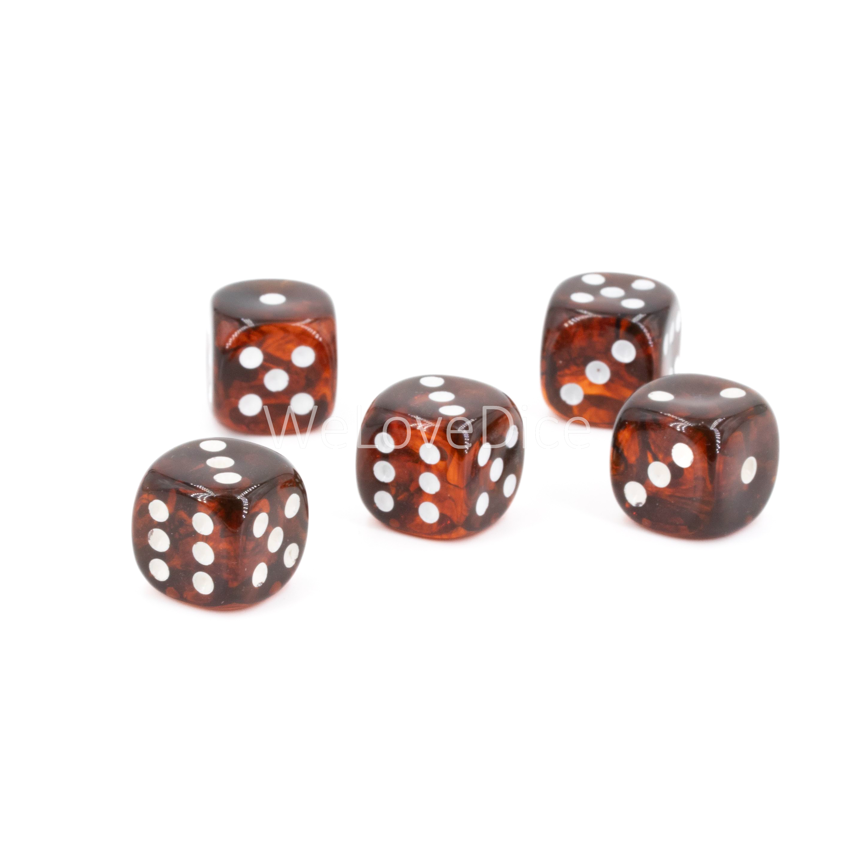 16mm  D6 Dice in tortoise brown / white